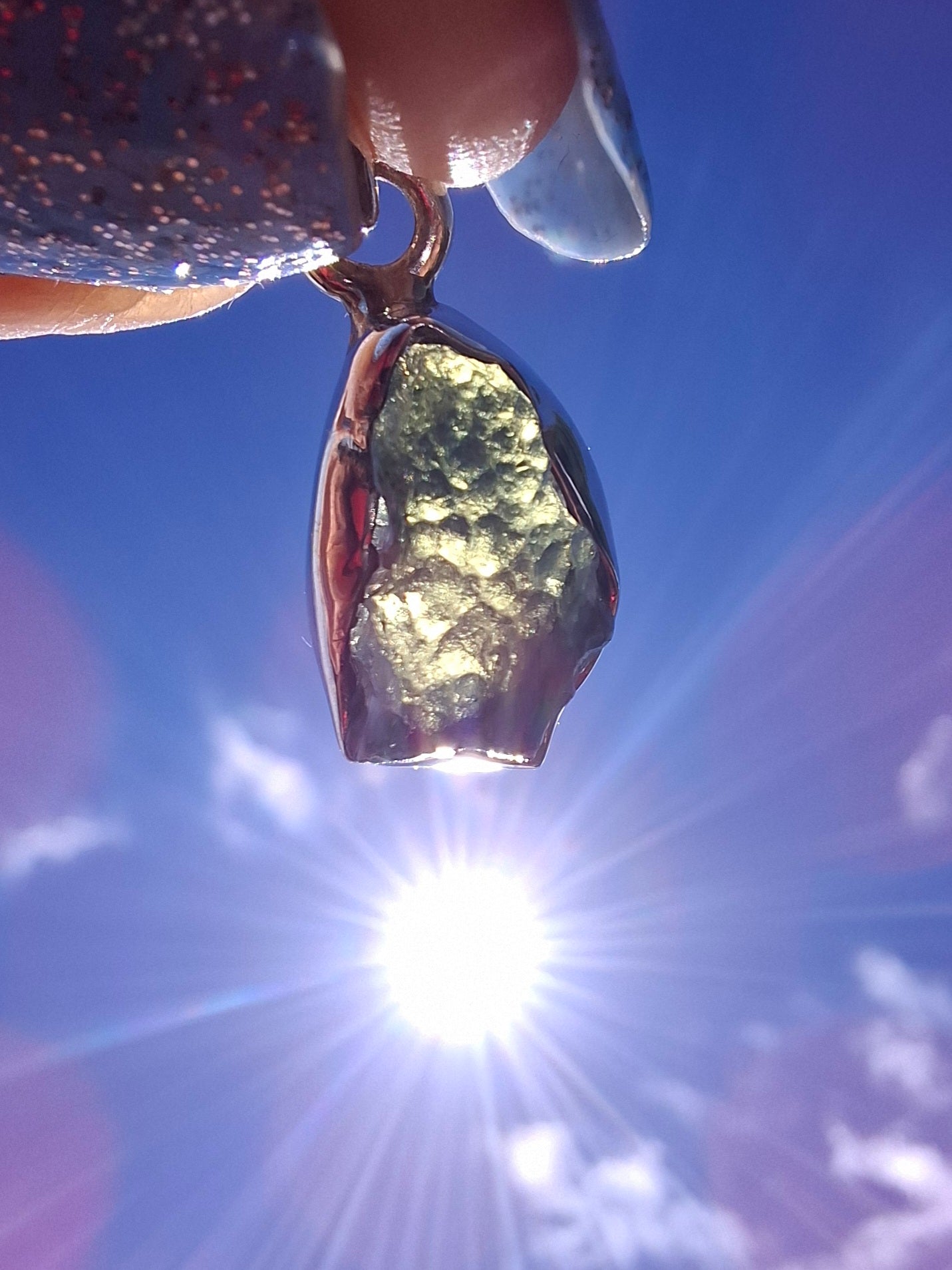Moldavite Pendant, 925 Silver, Tektite (Ref: P71)