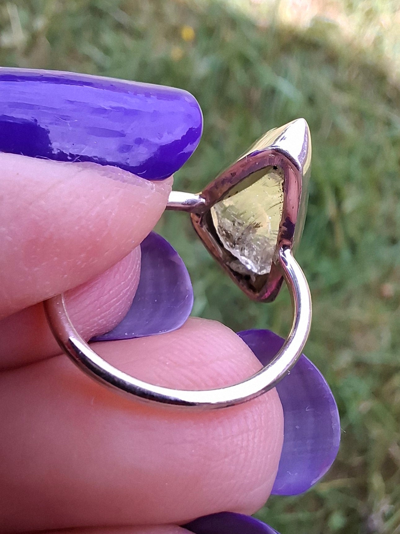 Libyan Desert Glass Ring, size large G, 925 Silver, Tektite (Ref: LR4)