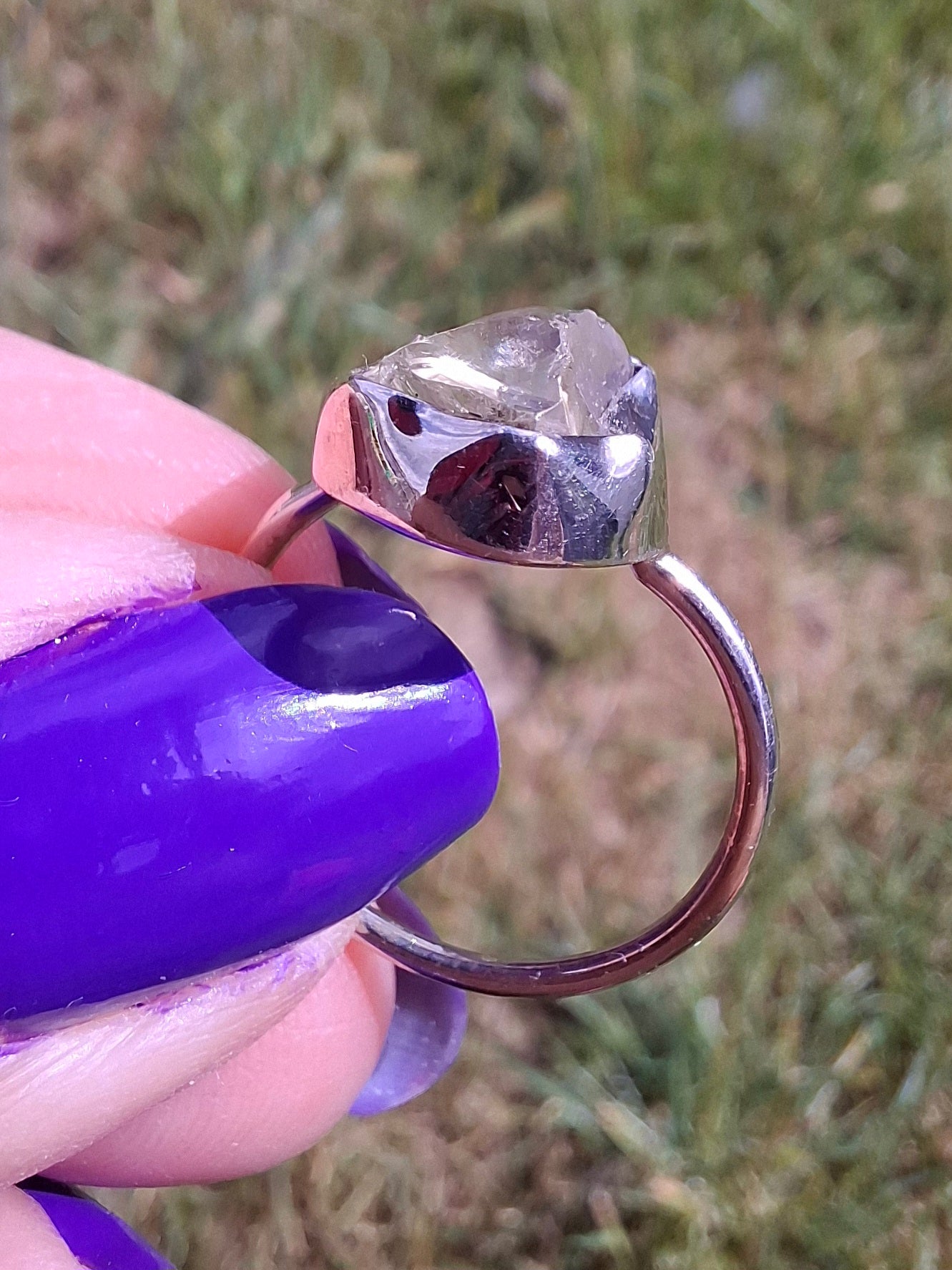 Libyan Desert Glass Ring, size large M, 925 Silver, Tektite (Ref: LR20)