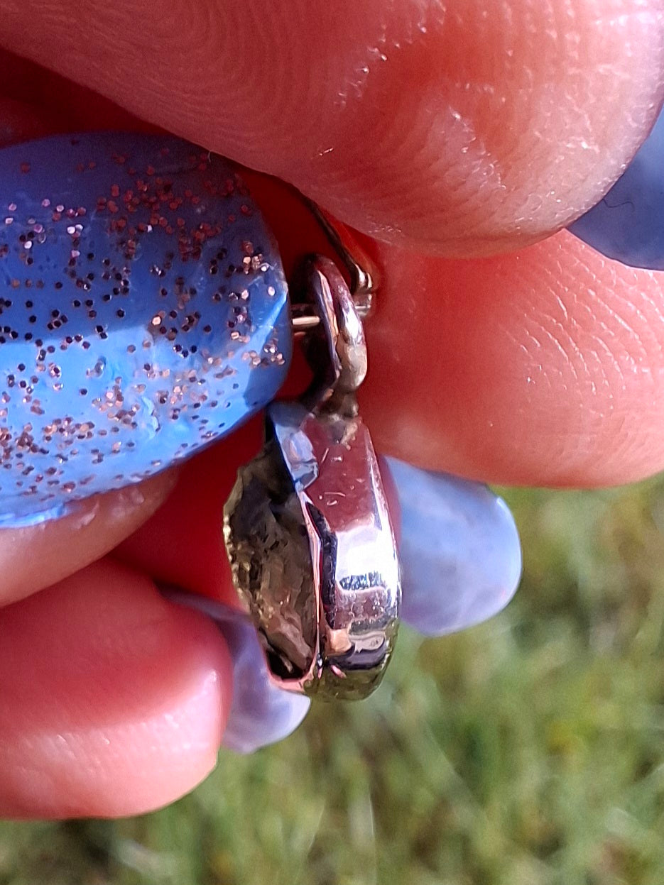 Moldavite Pendant, 925 Silver, Tektite (Ref: P63)