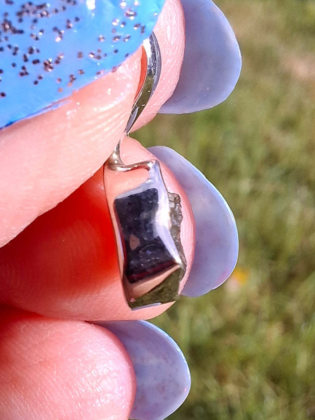 Moldavite Pendant, 925 Silver, Tektite (Ref: P53)