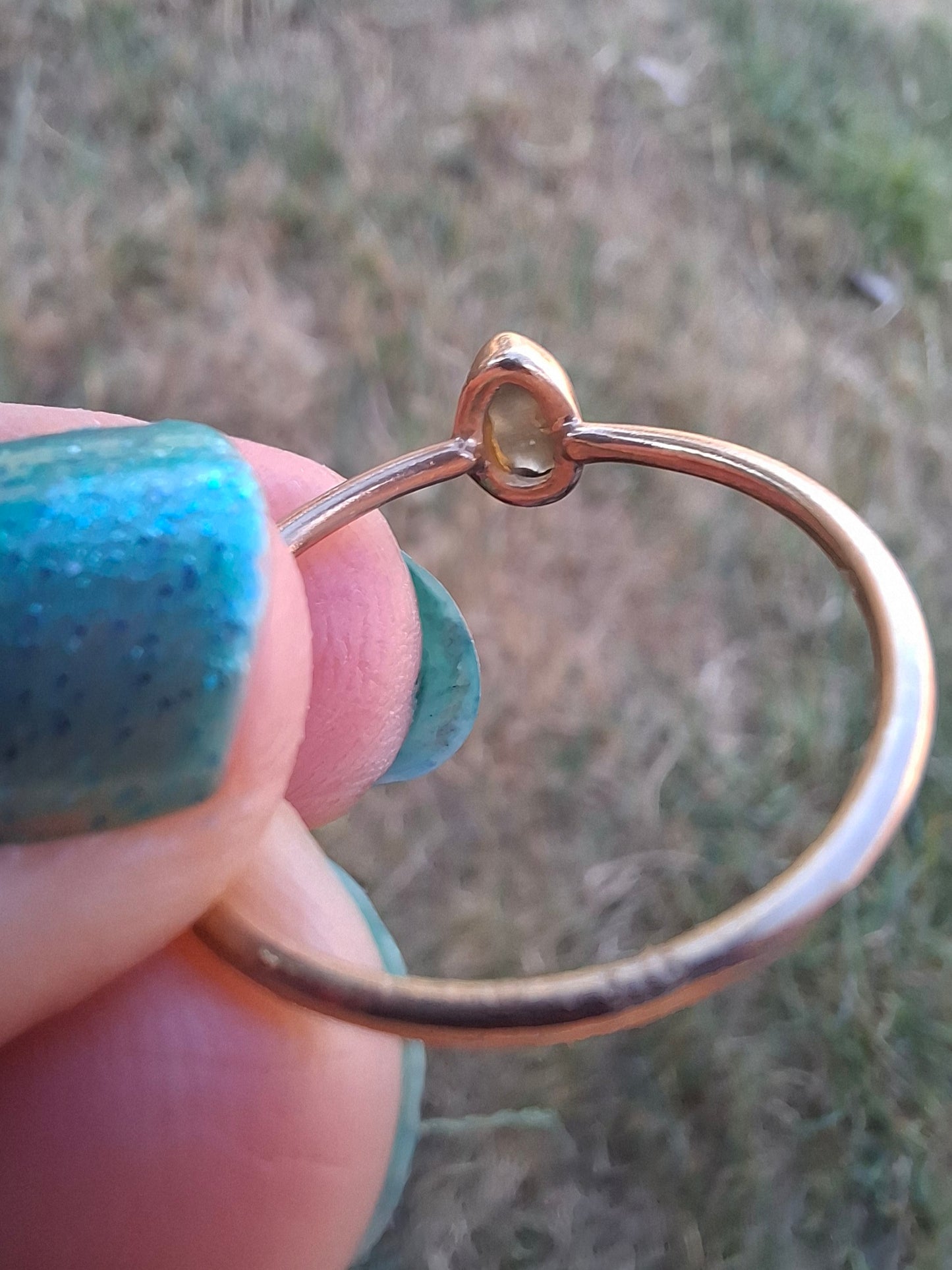 Moldavite Ring, 14K GOLD Plated, size large S, Tektite (Ref: R345)