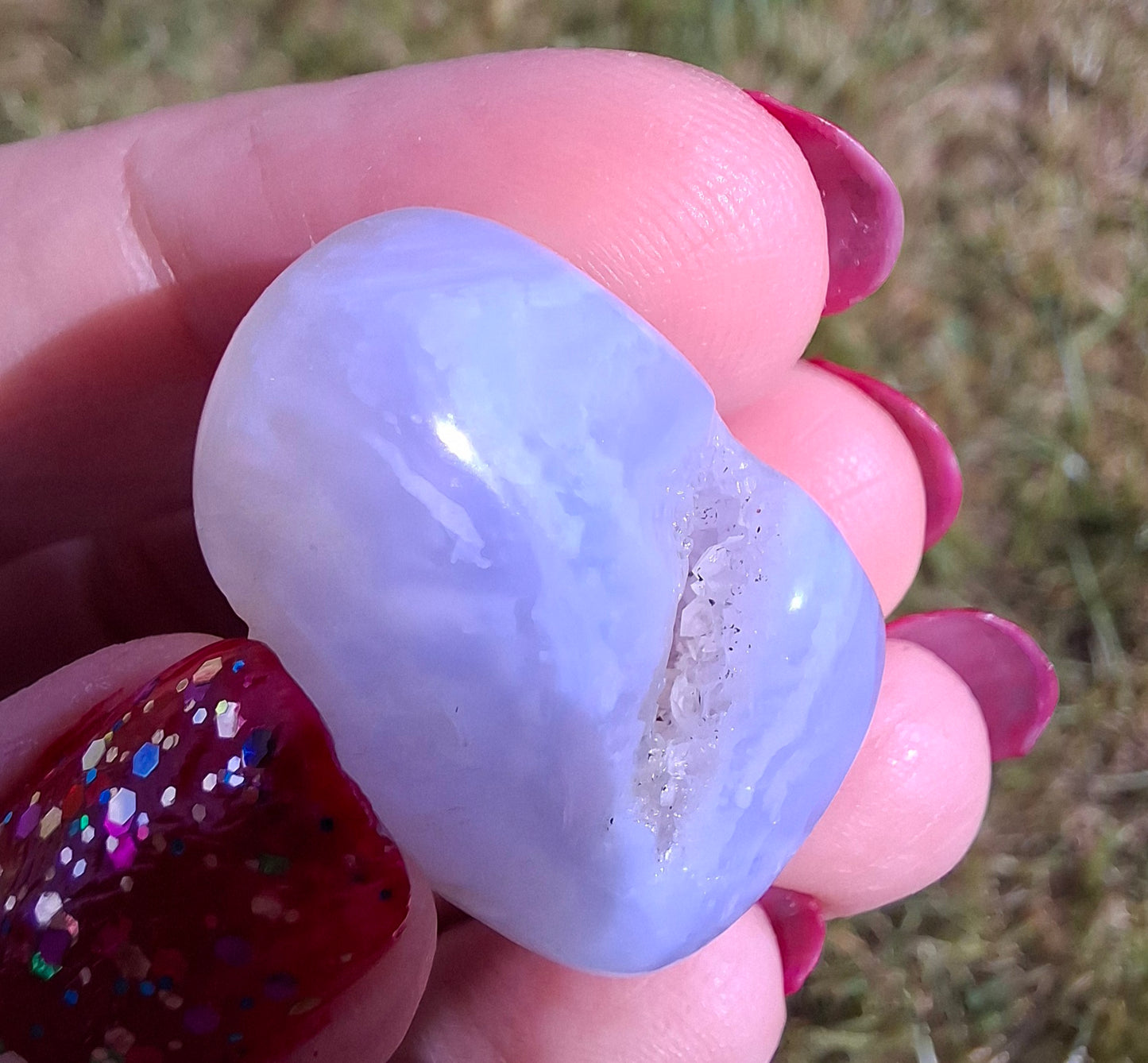 Blue Lace Agate, Tumble Stone, Crystal (Ref: T143)