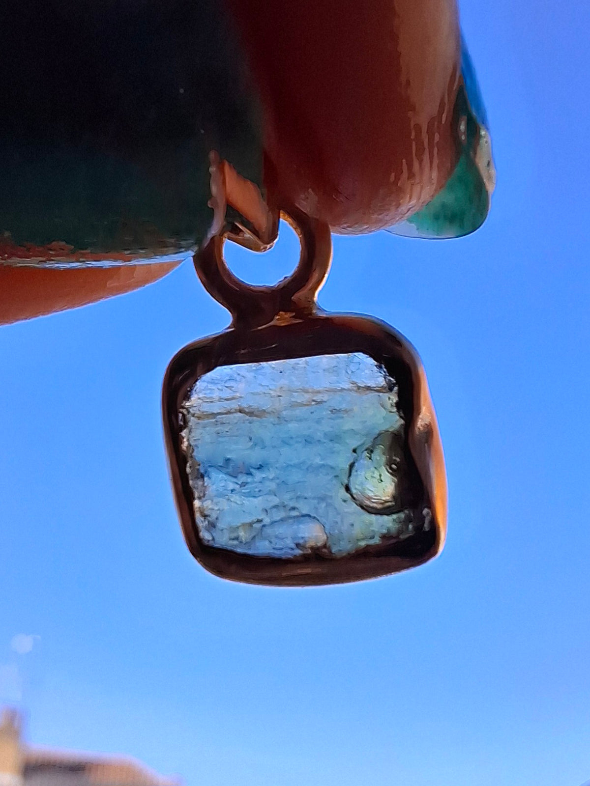 Moldavite Pendant, 14K GOLD Plated, Tektite (Ref: P453)