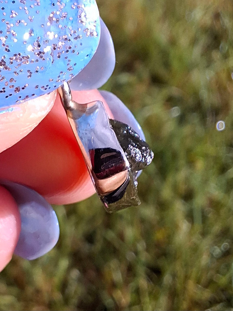 Moldavite Pendant, 925 Silver, Tektite (Ref: P45)