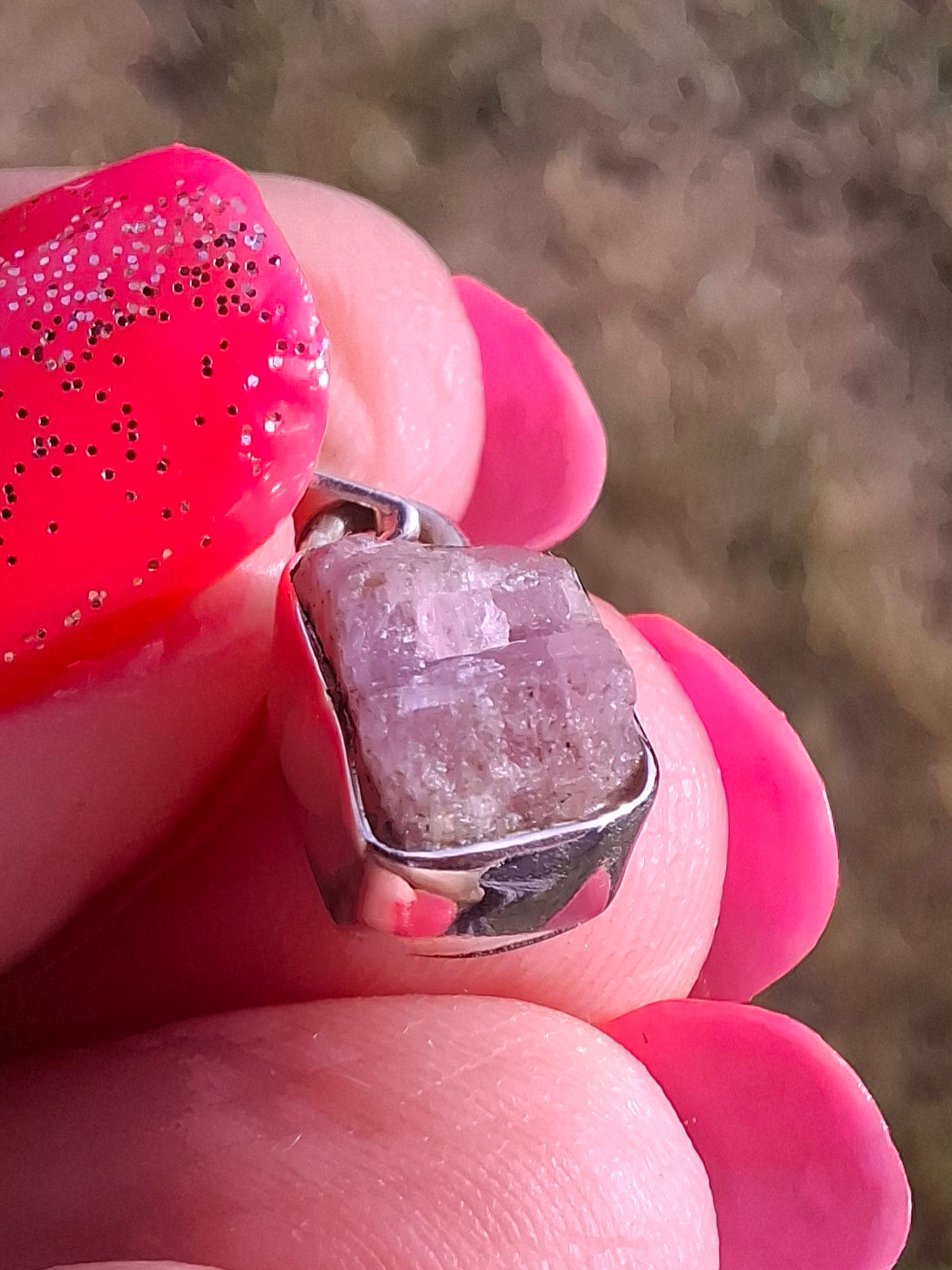 Pink Tourmaline Pendant, 925 Silver, Crystal (Ref: PT81)