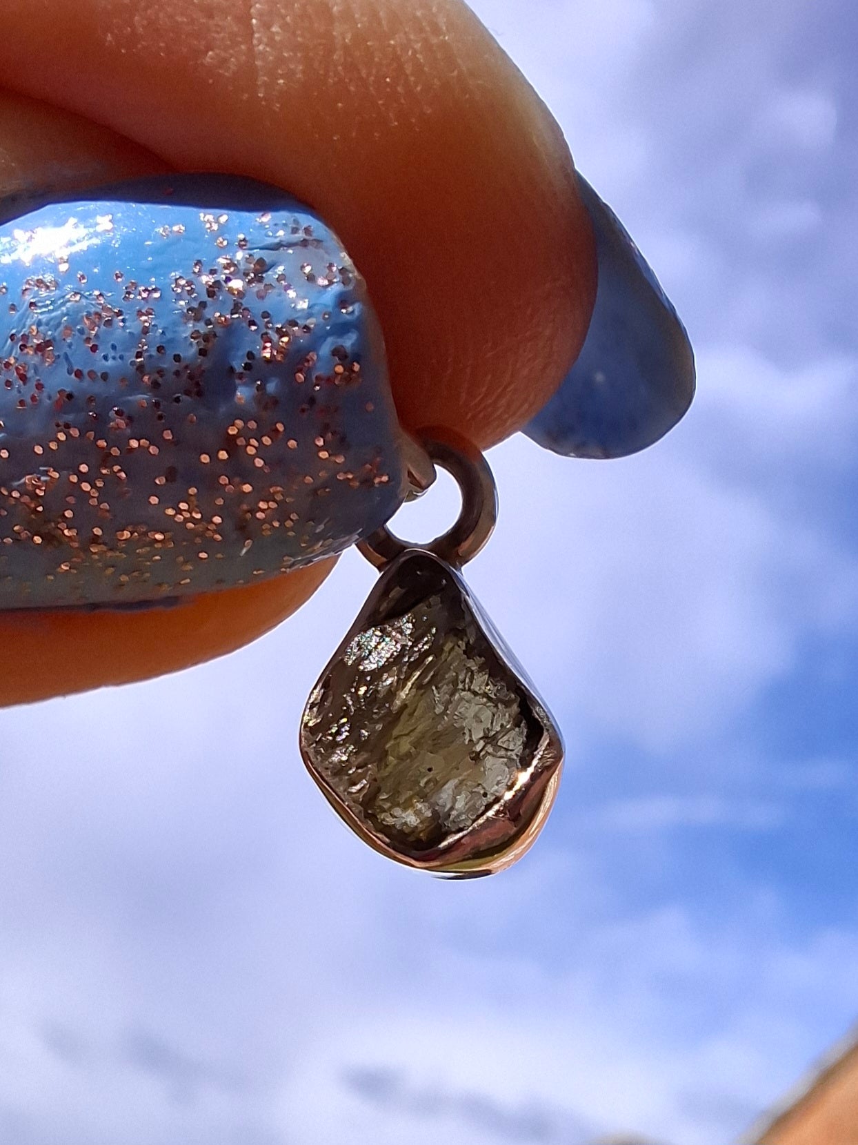 Moldavite Pendant, 925 Silver, Tektite (Ref: P29)
