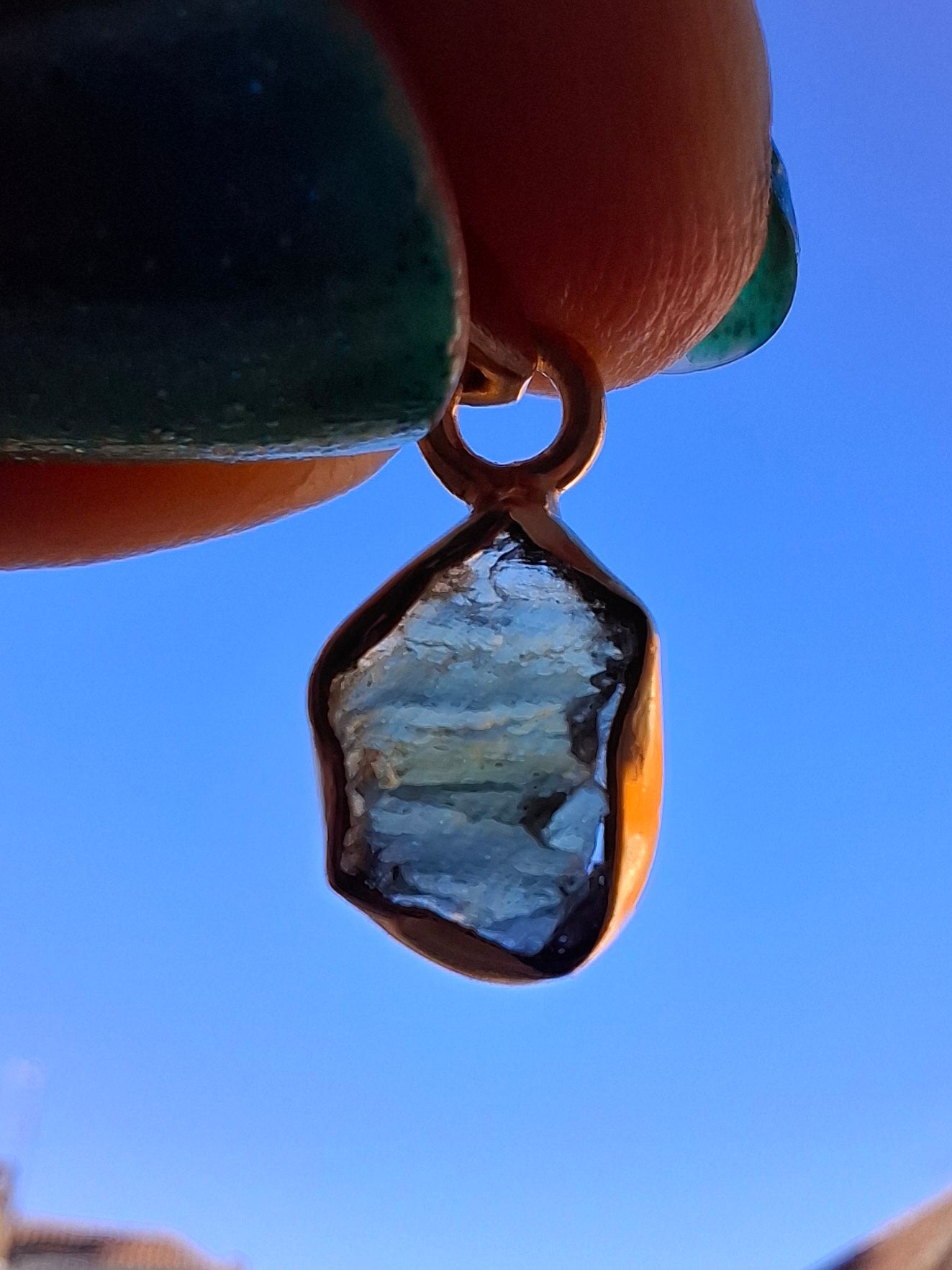Moldavite Pendant, 14K GOLD Plated, Tektite (Ref: P447)