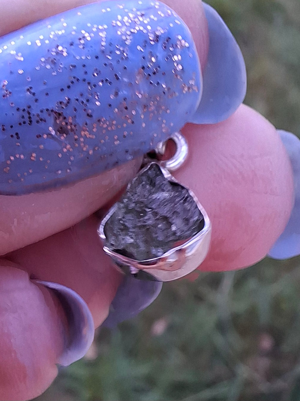 Moldavite Pendant, 925 Silver, Tektite (Ref: P81)