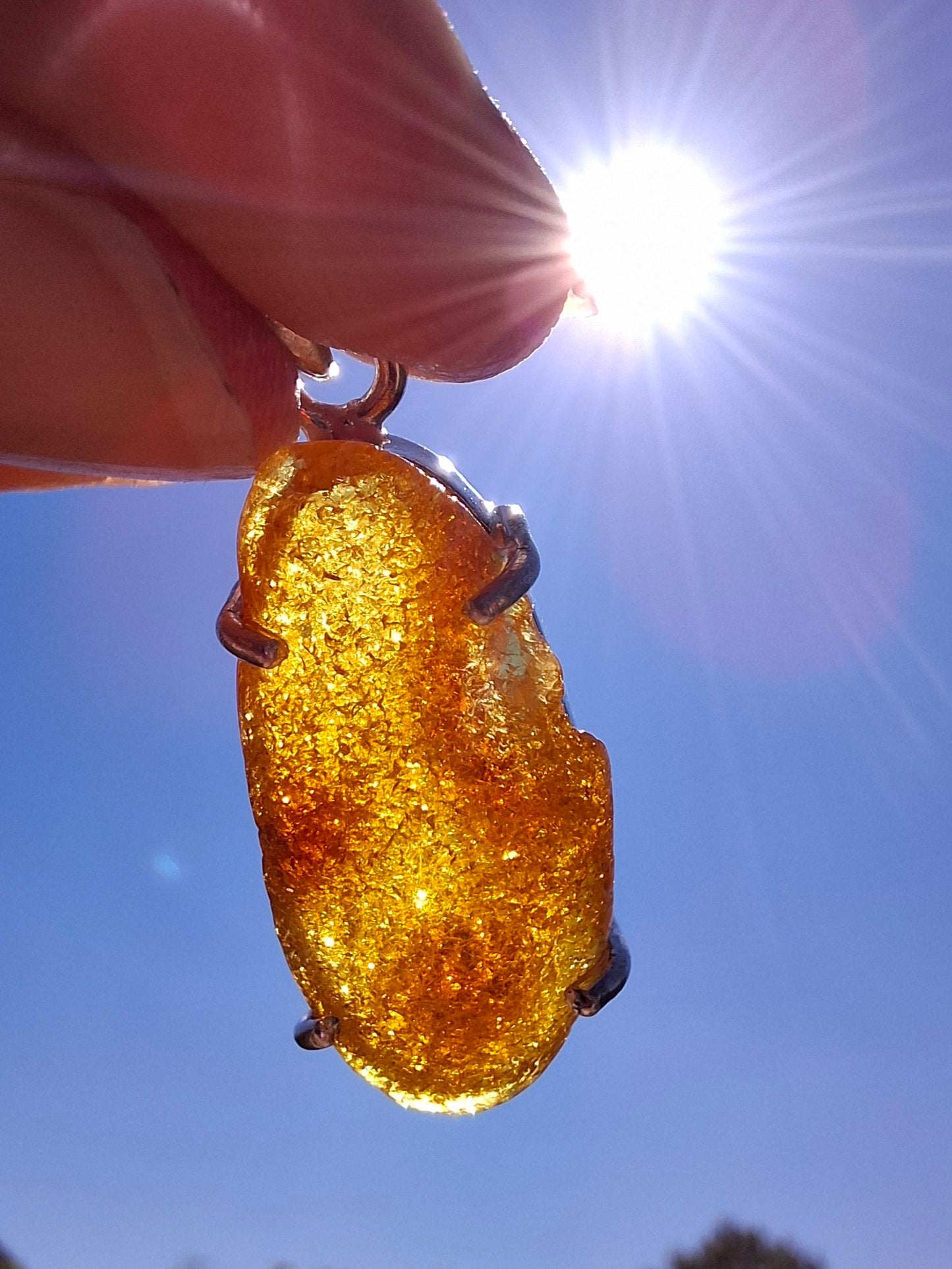 Baltic Amber Pendant, 925 Silver, Fossil (Ref: AP12)