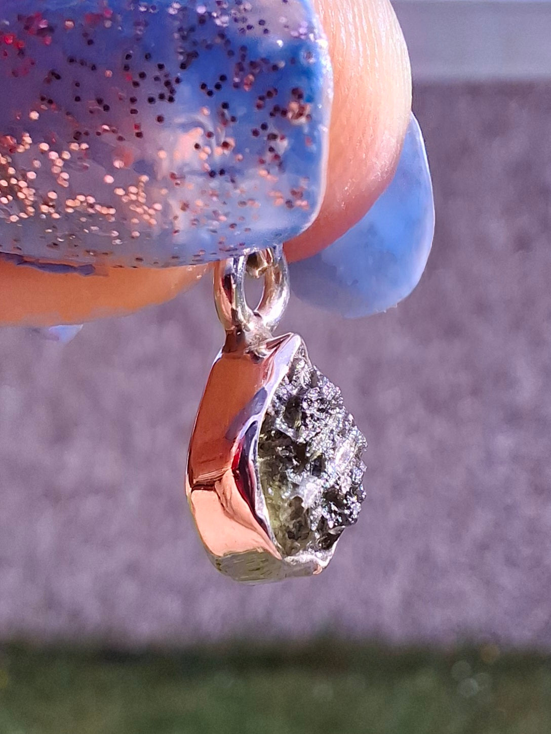 Moldavite Pendant, 925 Silver, Tektite (Ref: P62)