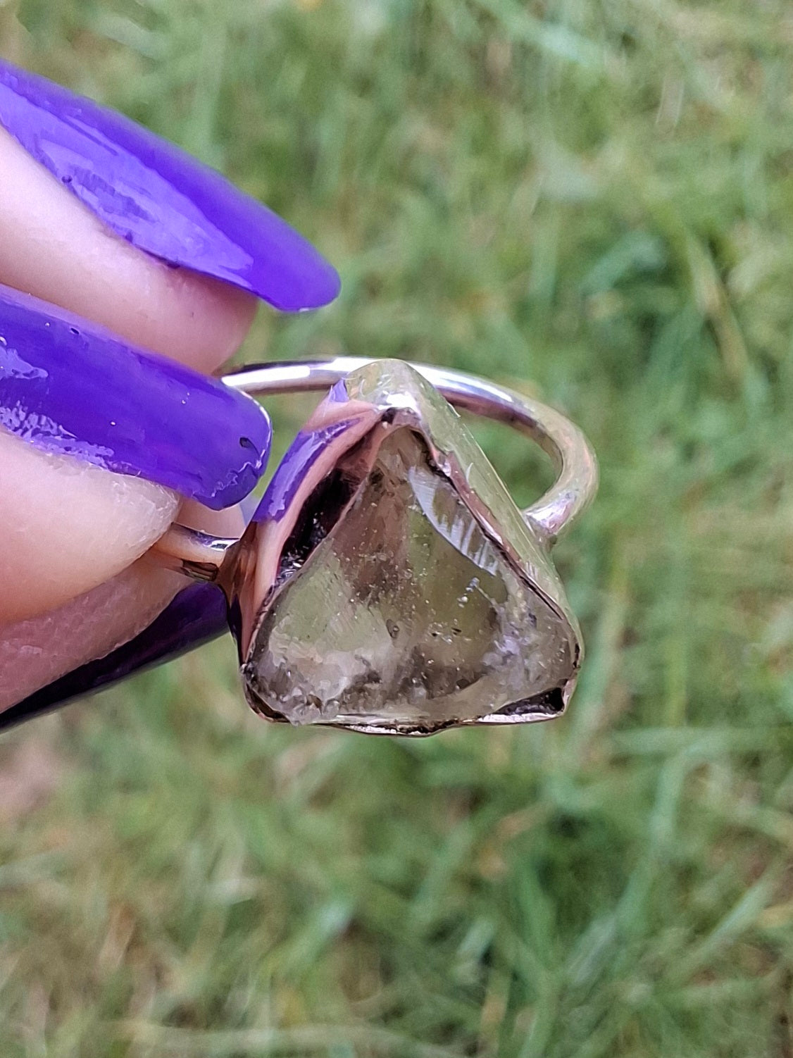 Libyan Desert Glass Ring, size large G, 925 Silver, Tektite (Ref: LR2)