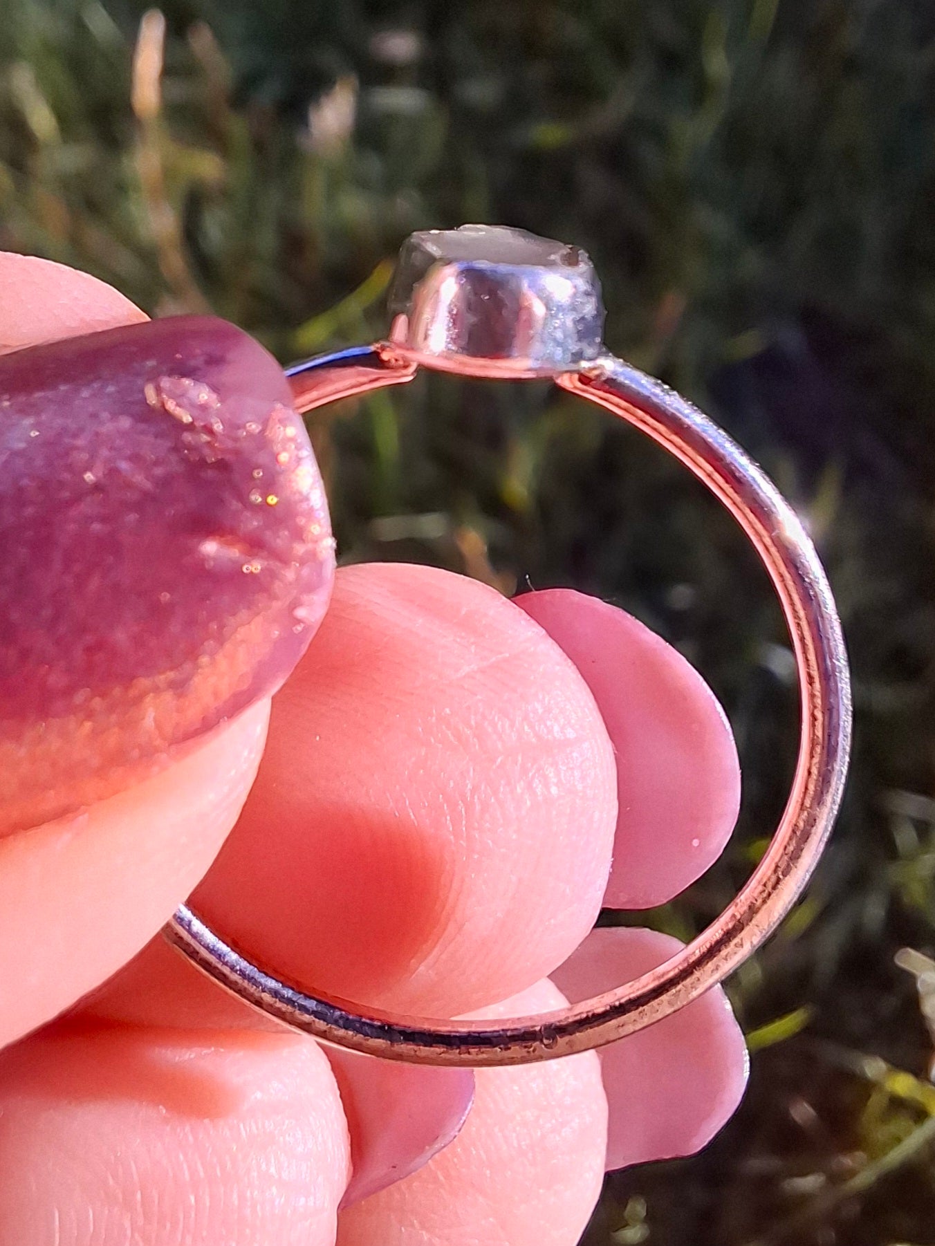 Moldavite Ring, size large R, 925 Silver, Tektite (Ref: R48)