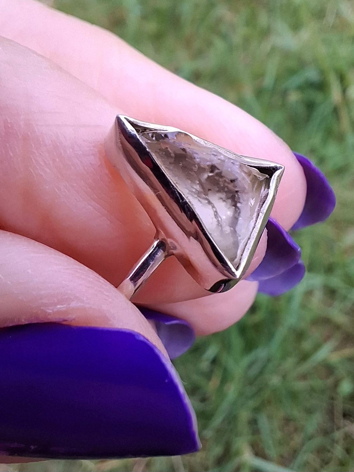Libyan Desert Glass Ring, size large J/small K, 925 Silver, Tektite (Ref: LR11)