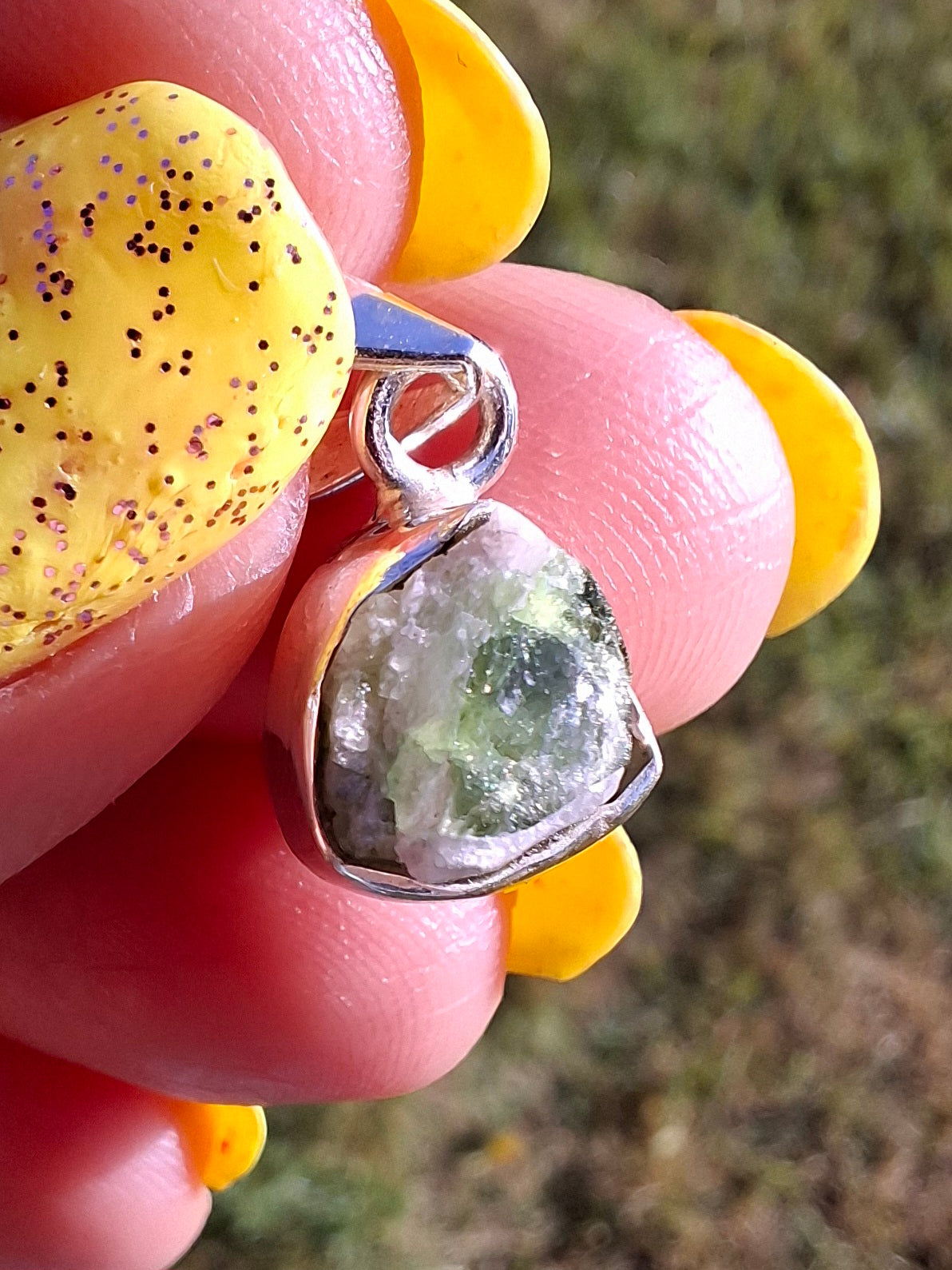 Green Tourmaline Pendant, 925 Silver, Crystal (Ref: GT2)