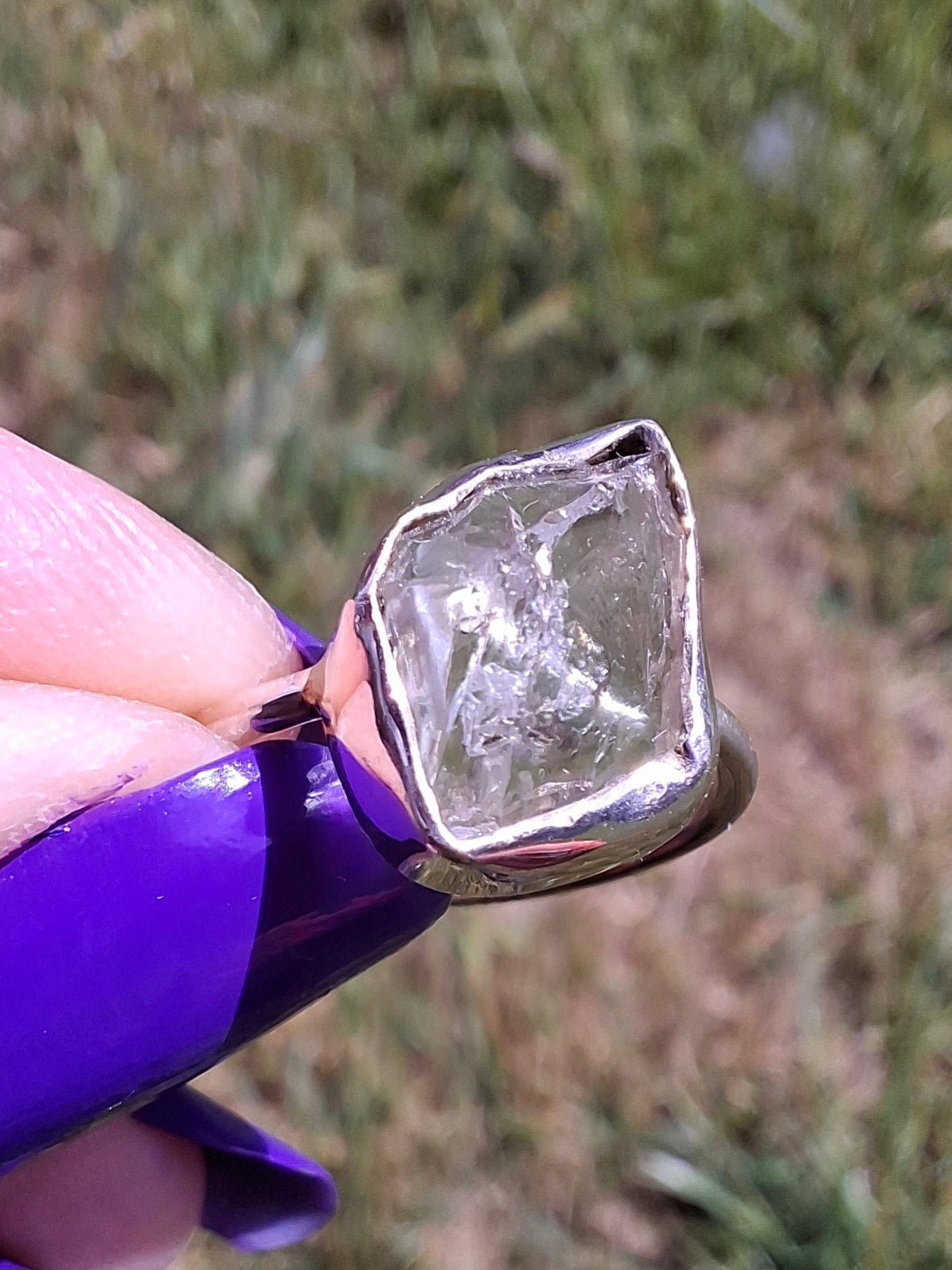Libyan Desert Glass Ring, size L, 925 Silver, Tektite (Ref: LR18)
