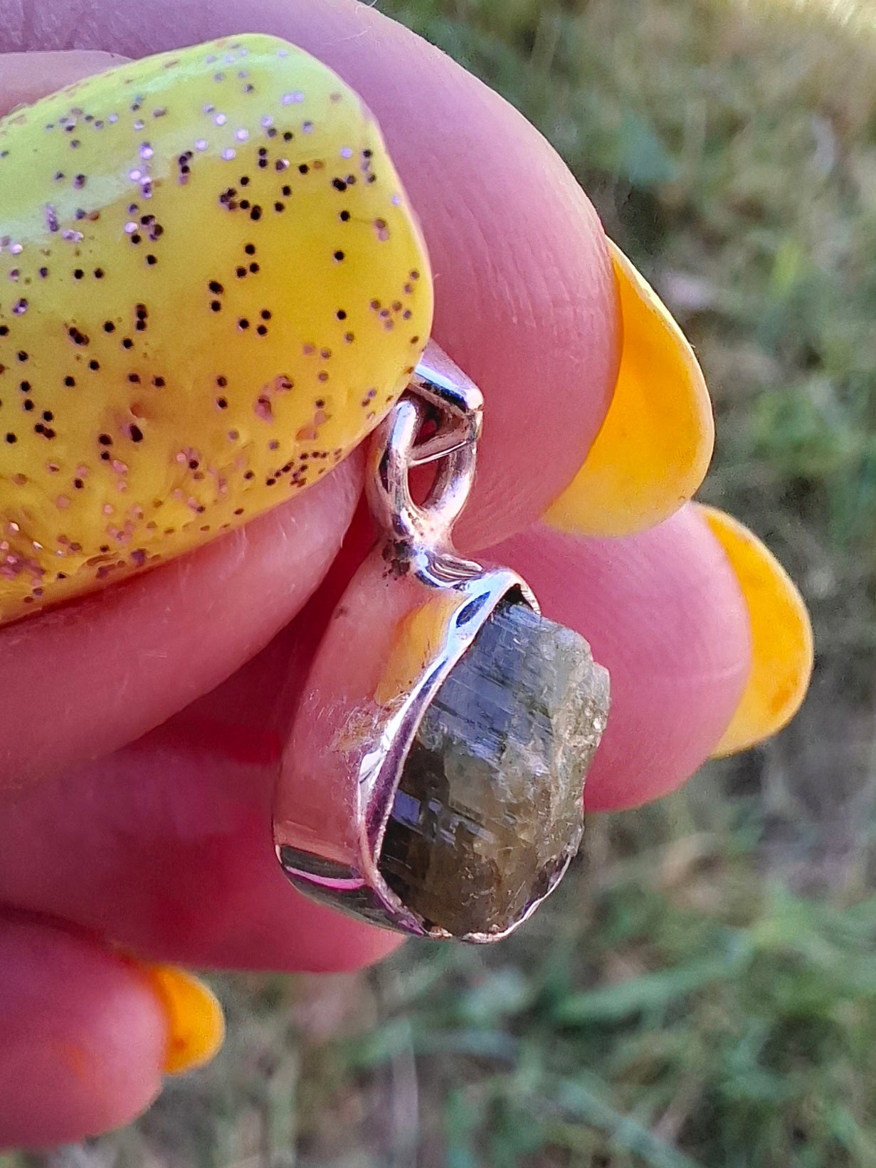 Green Tourmaline Pendant, 925 Silver, Crystal (Ref: GT6)