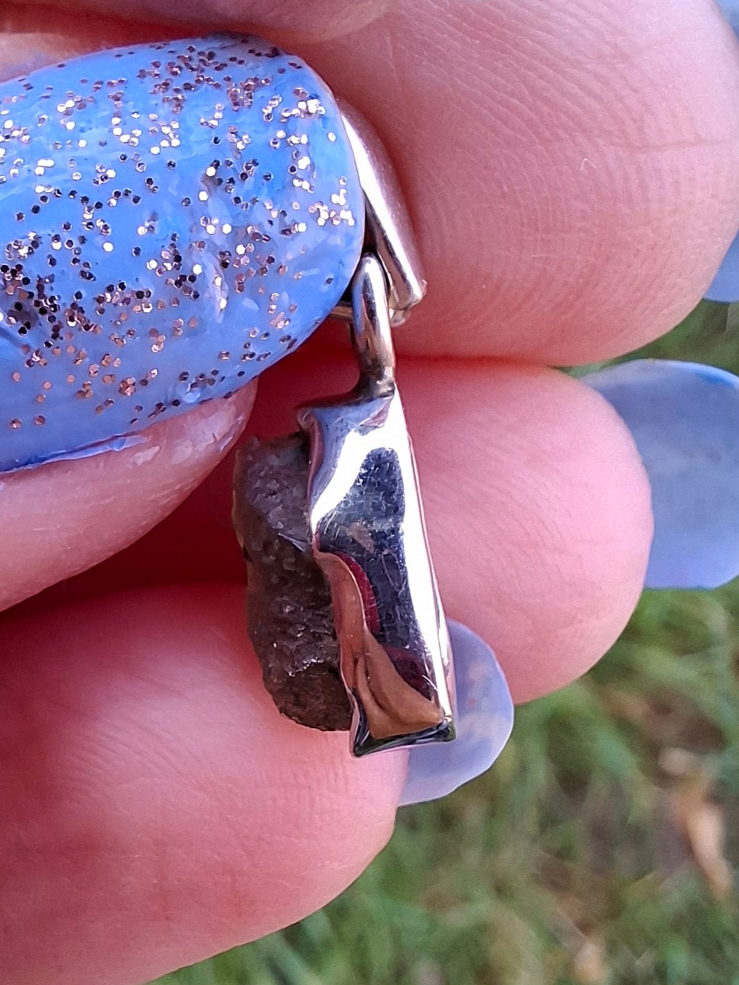 Moldavite Pendant, 925 Silver, Tektite (Ref:P41)