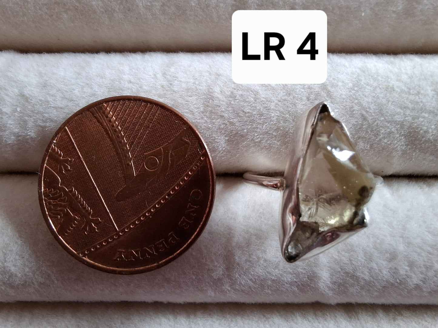 Libyan Desert Glass Ring, size large G, 925 Silver, Tektite (Ref: LR4)