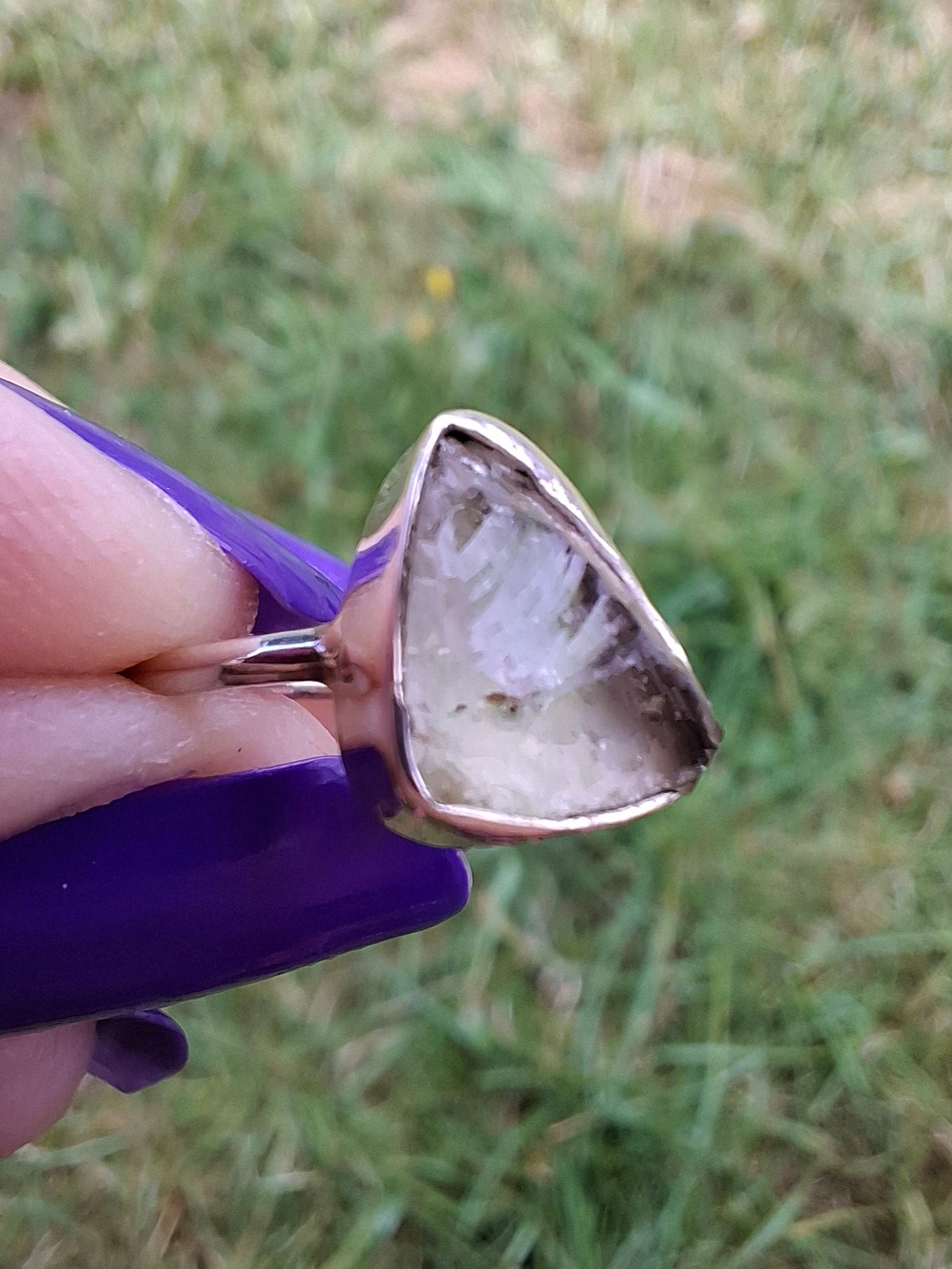 Libyan Desert Glass Ring, size large G, 925 Silver, Tektite (Ref: LR3)