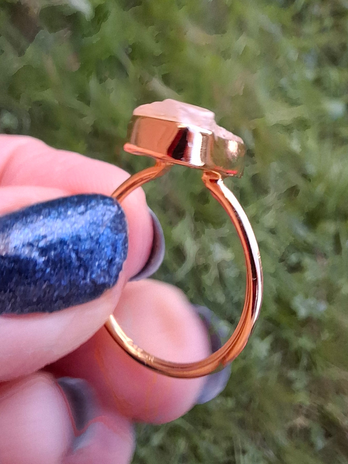 Libyan Desert Glass Ring, 14K GOLD Plated, size O, Tektite (Ref: LR65)