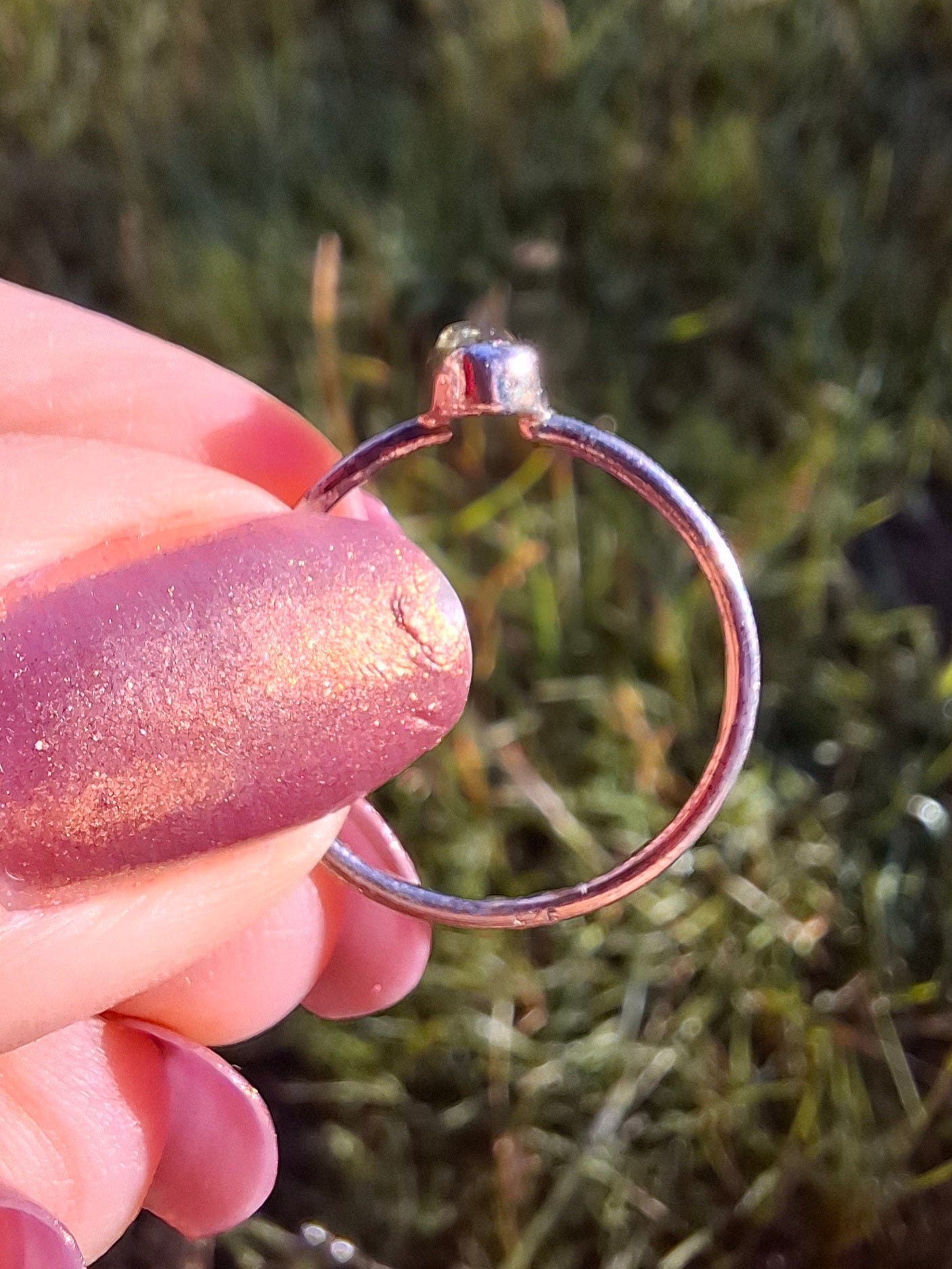 Moldavite Ring, size large O/small P, 925 Silver, Tektite (Ref: R41)