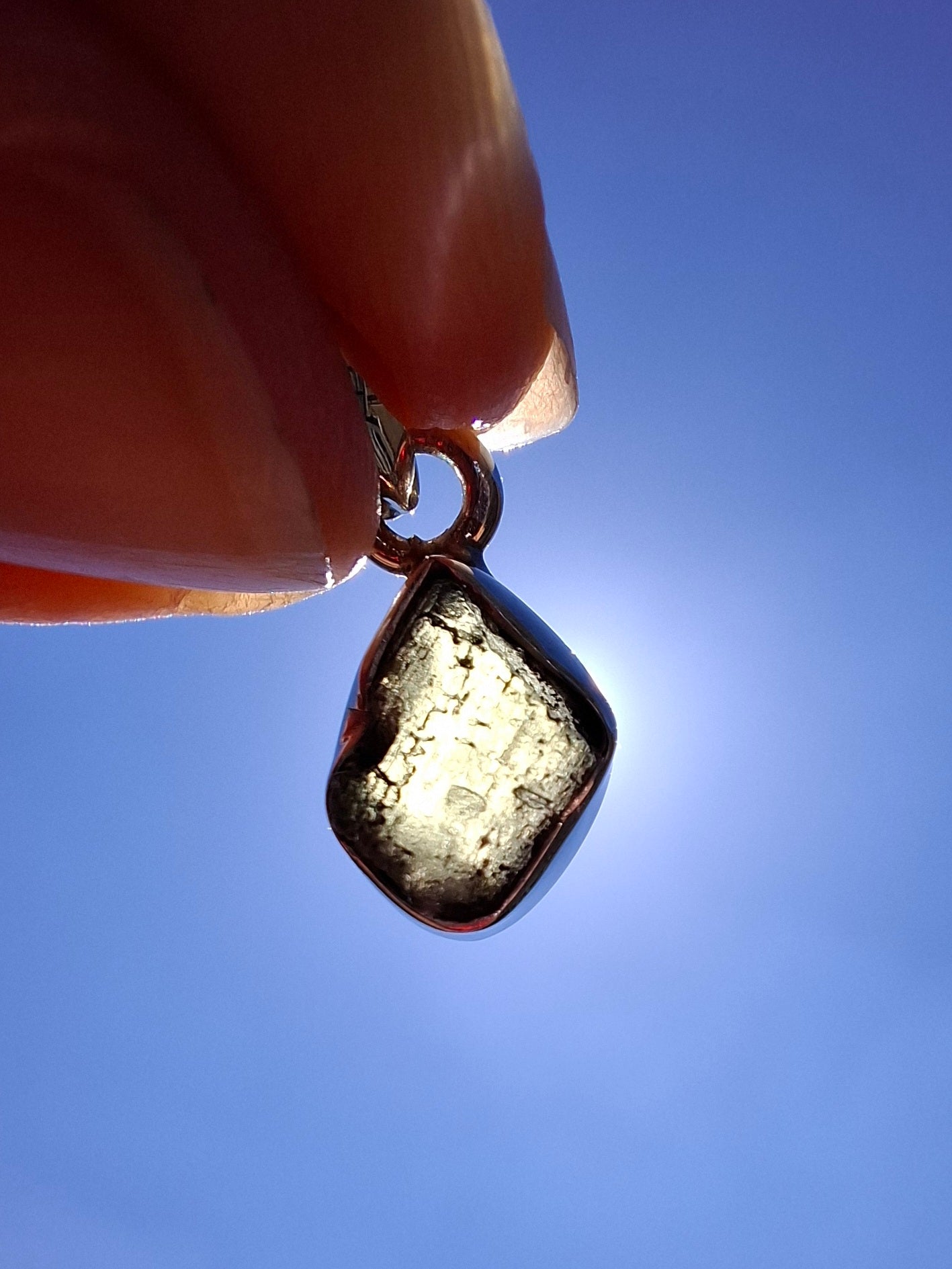 Moldavite Pendant, 925 Silver, Tektite (Ref: P60)
