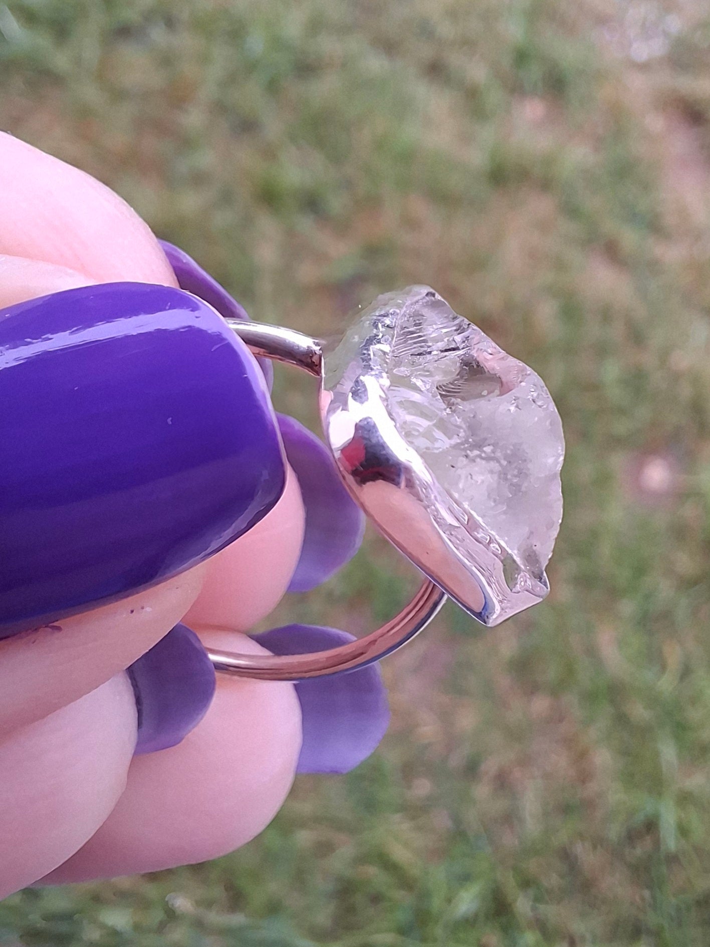 Libyan Desert Glass Ring, size large P, 925 Silver, Tektite (Ref: LR30)