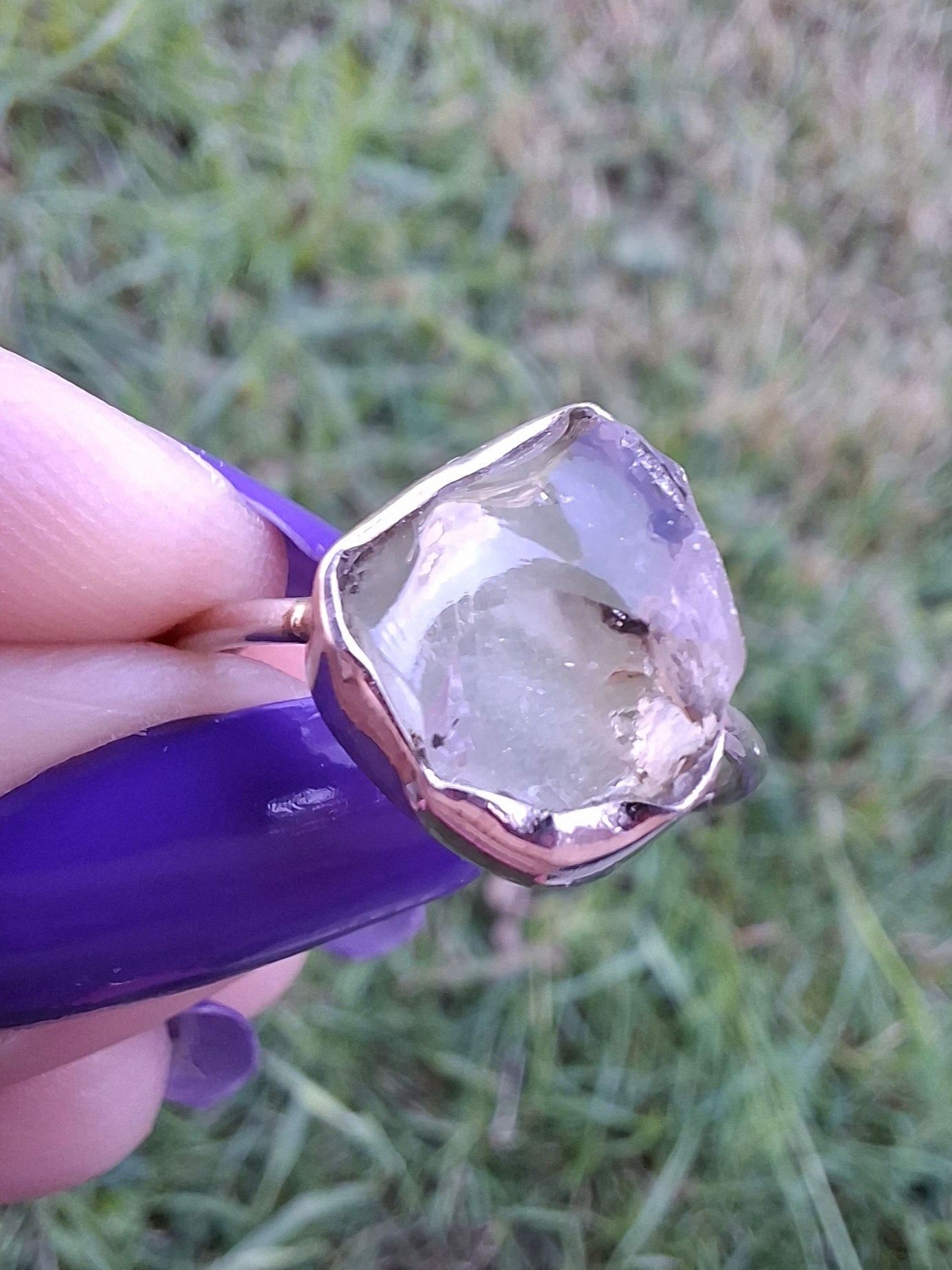 Libyan Desert Glass Ring, size small R, 925 Silver, Tektite (Ref: LR38)