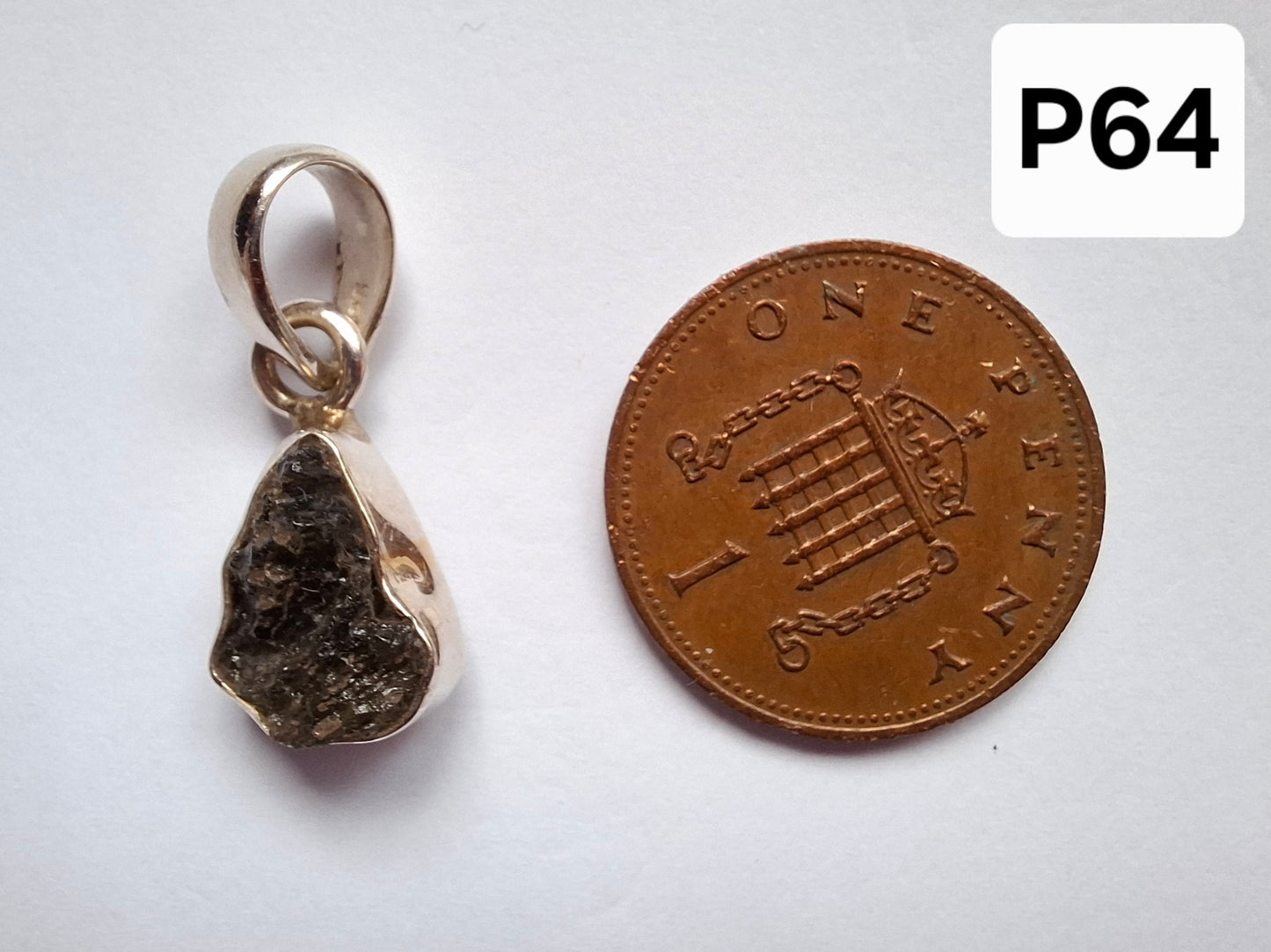 Moldavite Pendant, 925 Silver, Tektite (Ref: P64)