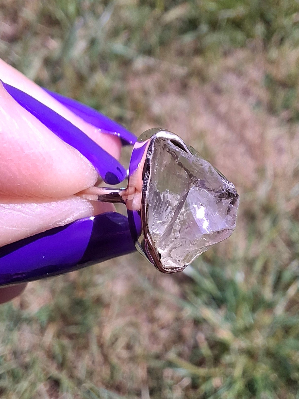 Libyan Desert Glass Ring, size large J/small K, 925 Silver, Tektite (Ref: LR10)