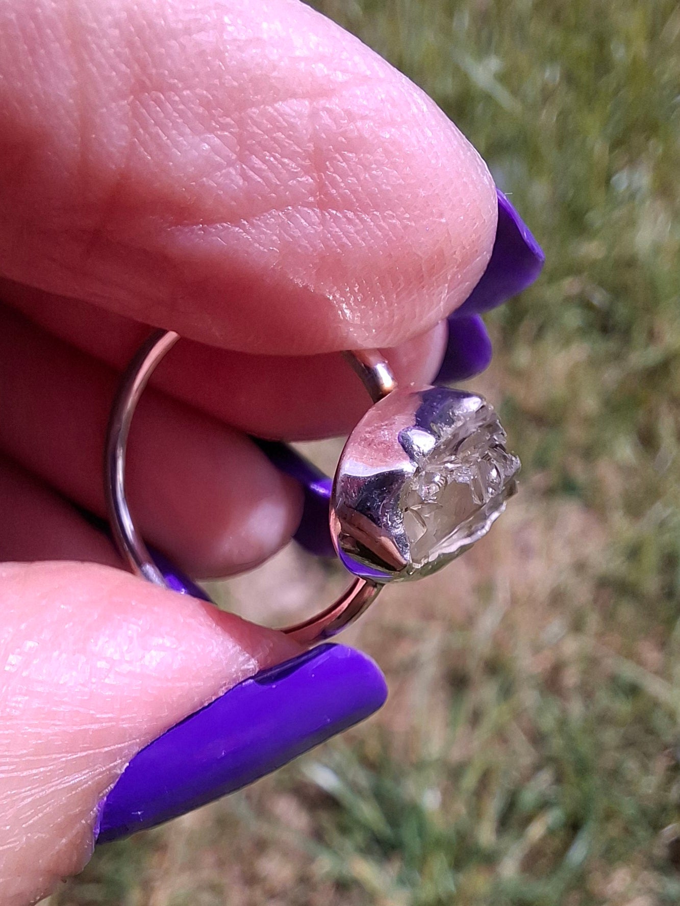 Libyan Desert Glass Ring, size K, 925 Silver, Tektite 🌈 (Ref: LR12)