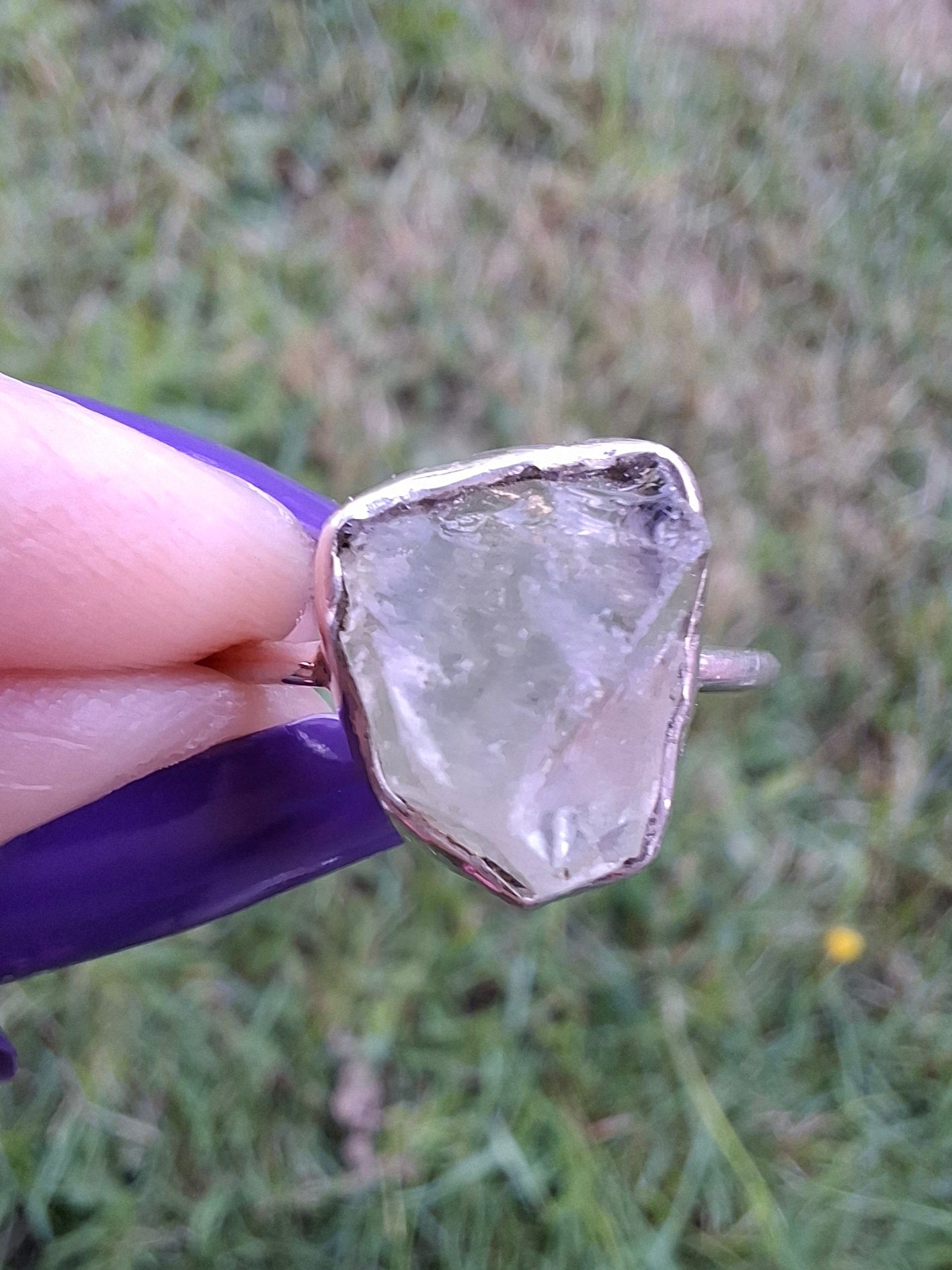 Libyan Desert Glass Ring, size small S, 925 Silver, Tektite (Ref: LR44)