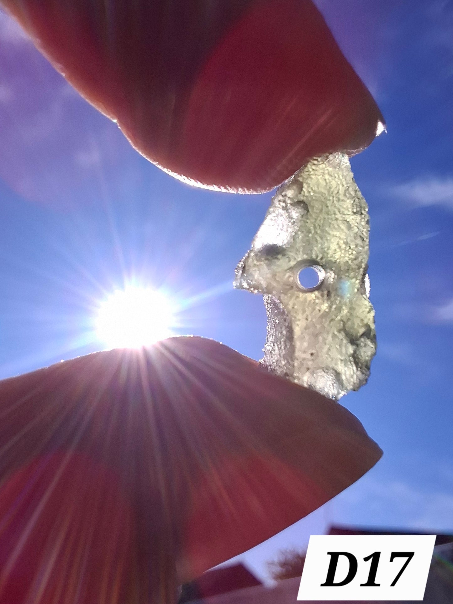 DRILLED, Moldavite Piece, 1.07g, Tektite (Ref: D17)
