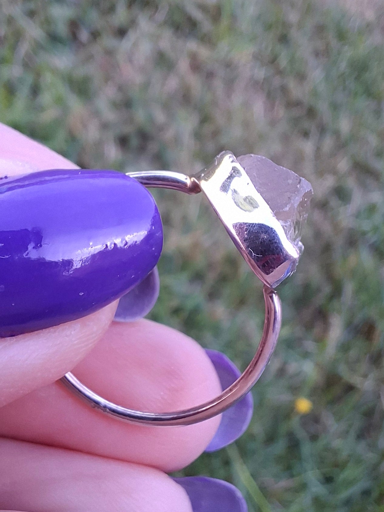 Libyan Desert Glass Ring, size small R, 925 Silver, Tektite (Ref: LR39)