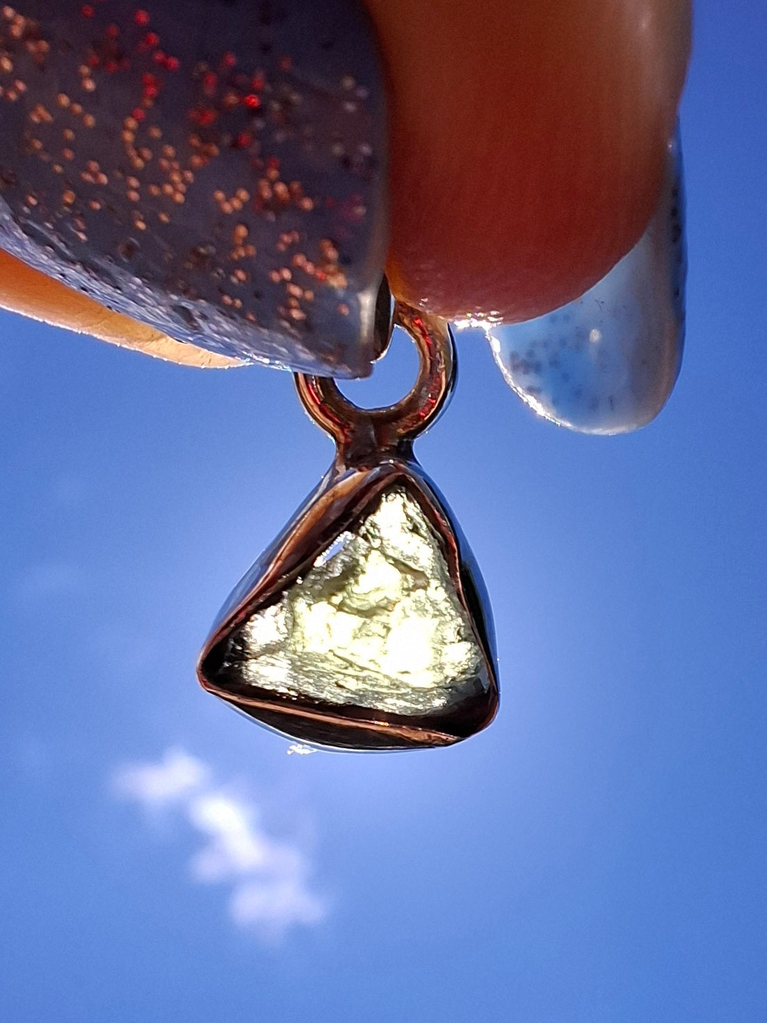 Moldavite Pendant, 925 Silver, Tektite (Ref: P83)