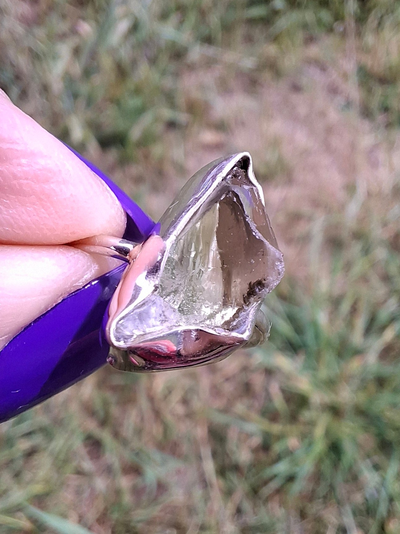 Libyan Desert Glass Ring, size large G, 925 Silver, Tektite (Ref: LR4)