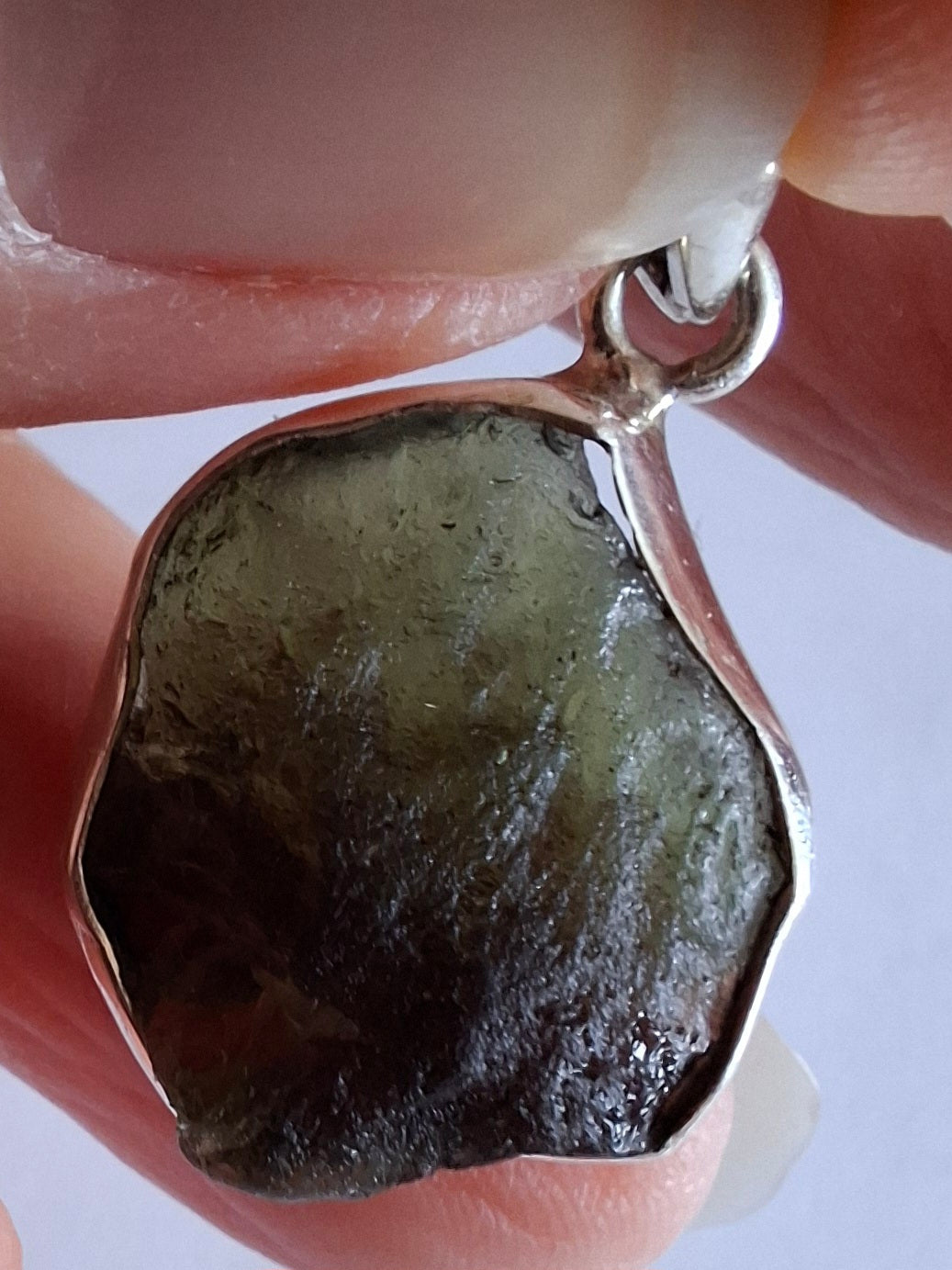 Moldavite Pendant, 925 Silver, Tektite (Ref: P436)