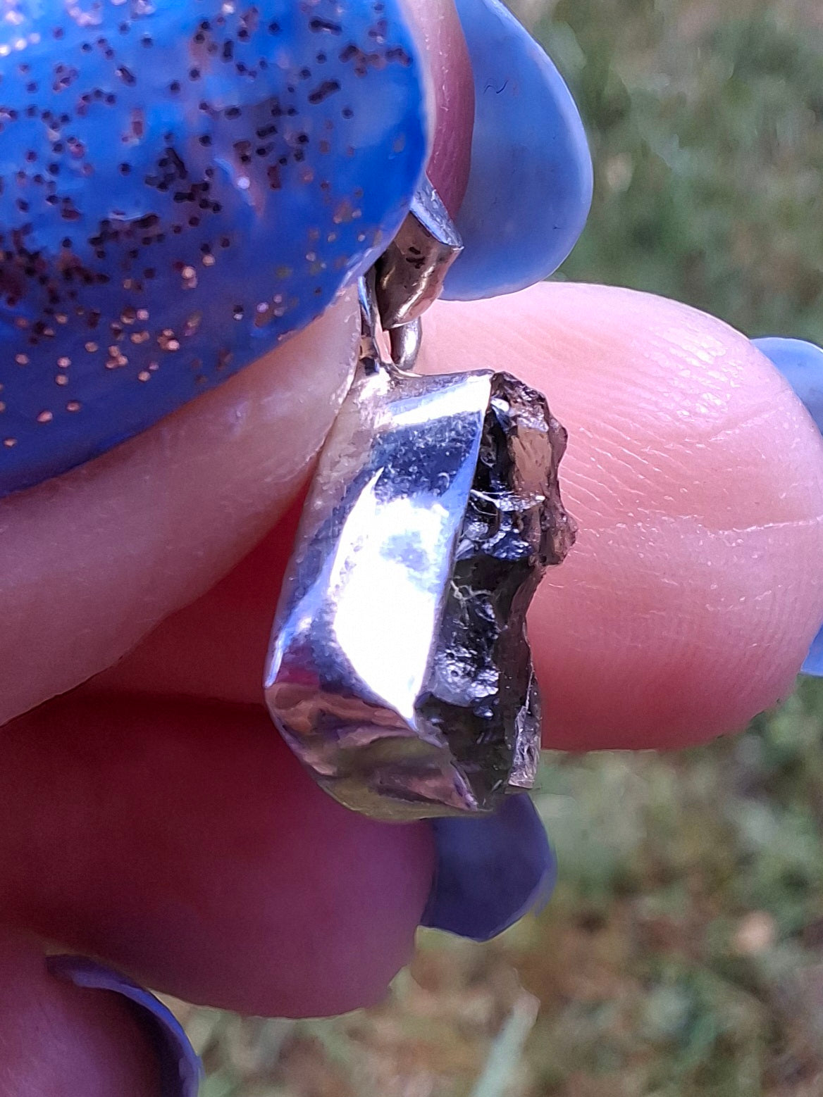 Moldavite Pendant, 925 Silver, Tektite (Ref: P74)