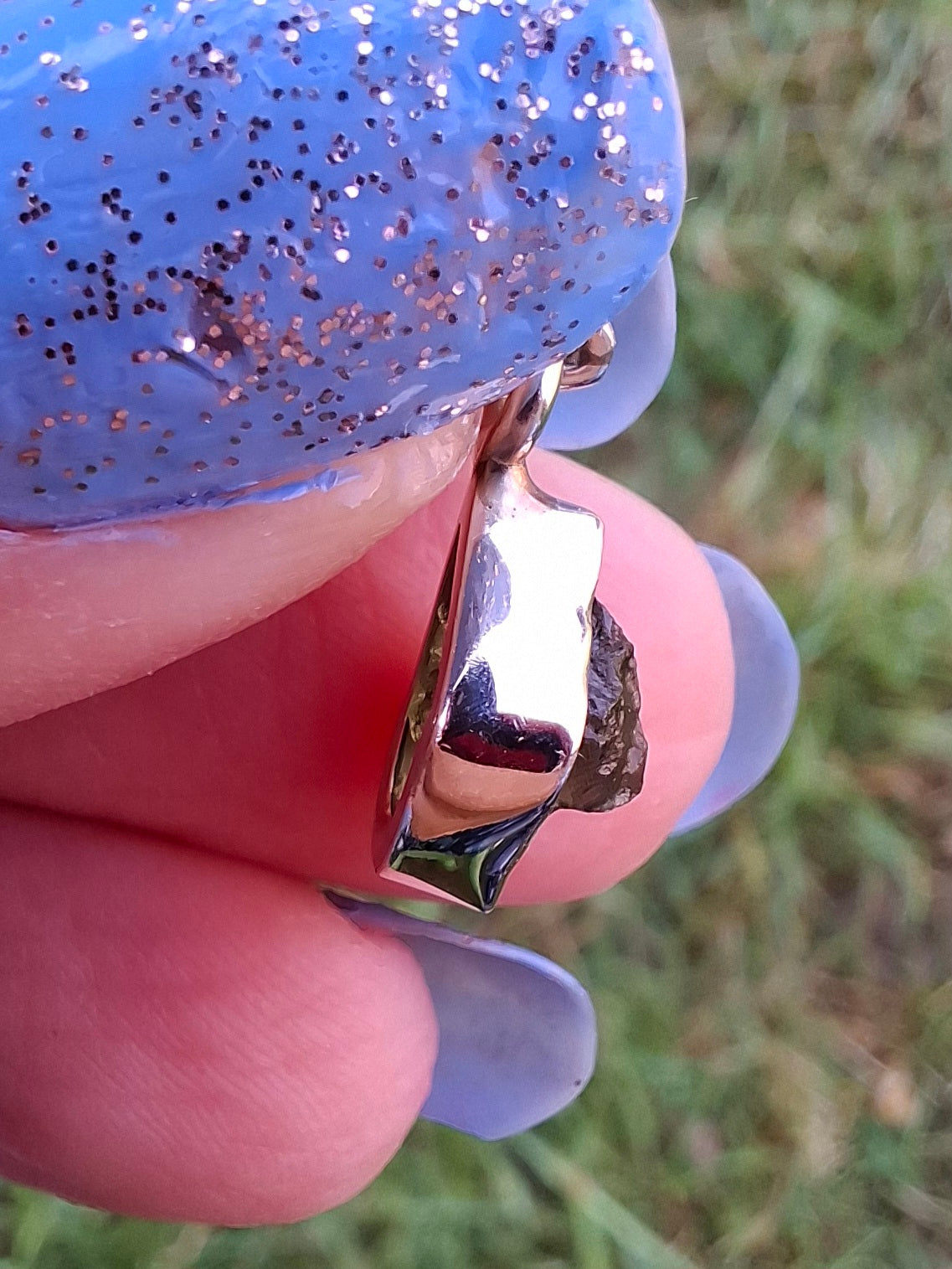 Moldavite Pendant, 925 Silver, Tektite (Ref: P45)