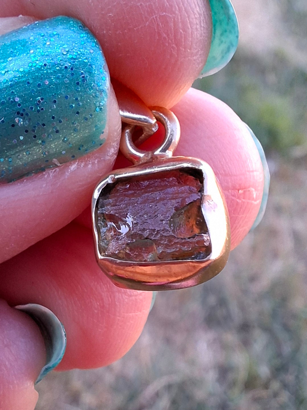 Moldavite Pendant, 14K GOLD Plated, Tektite (Ref: P453)