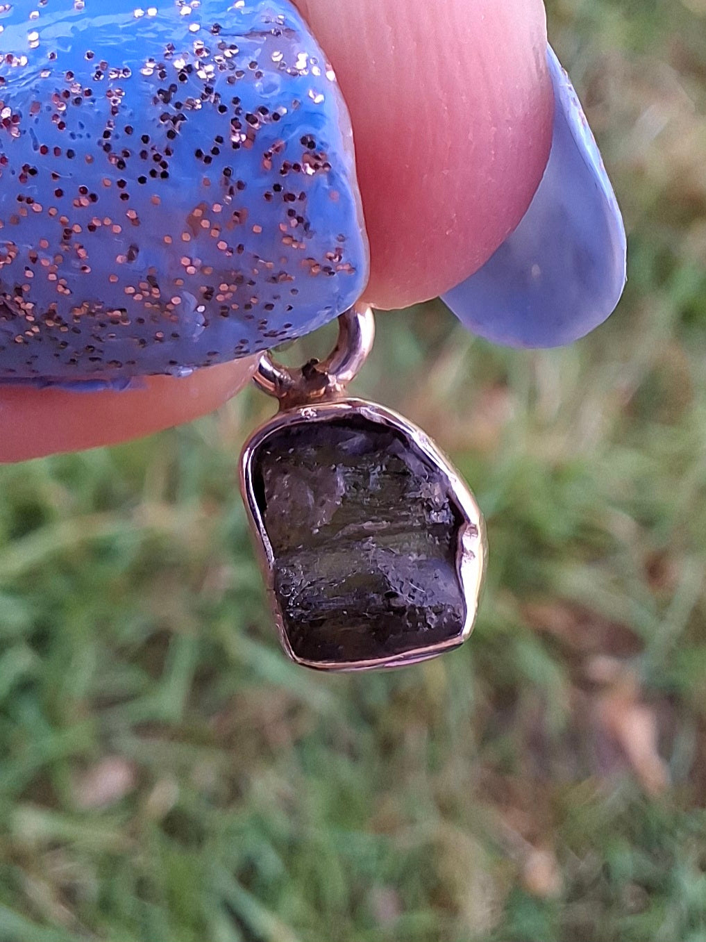 Moldavite Pendant, 925 Silver, Tektite (Ref: P44)