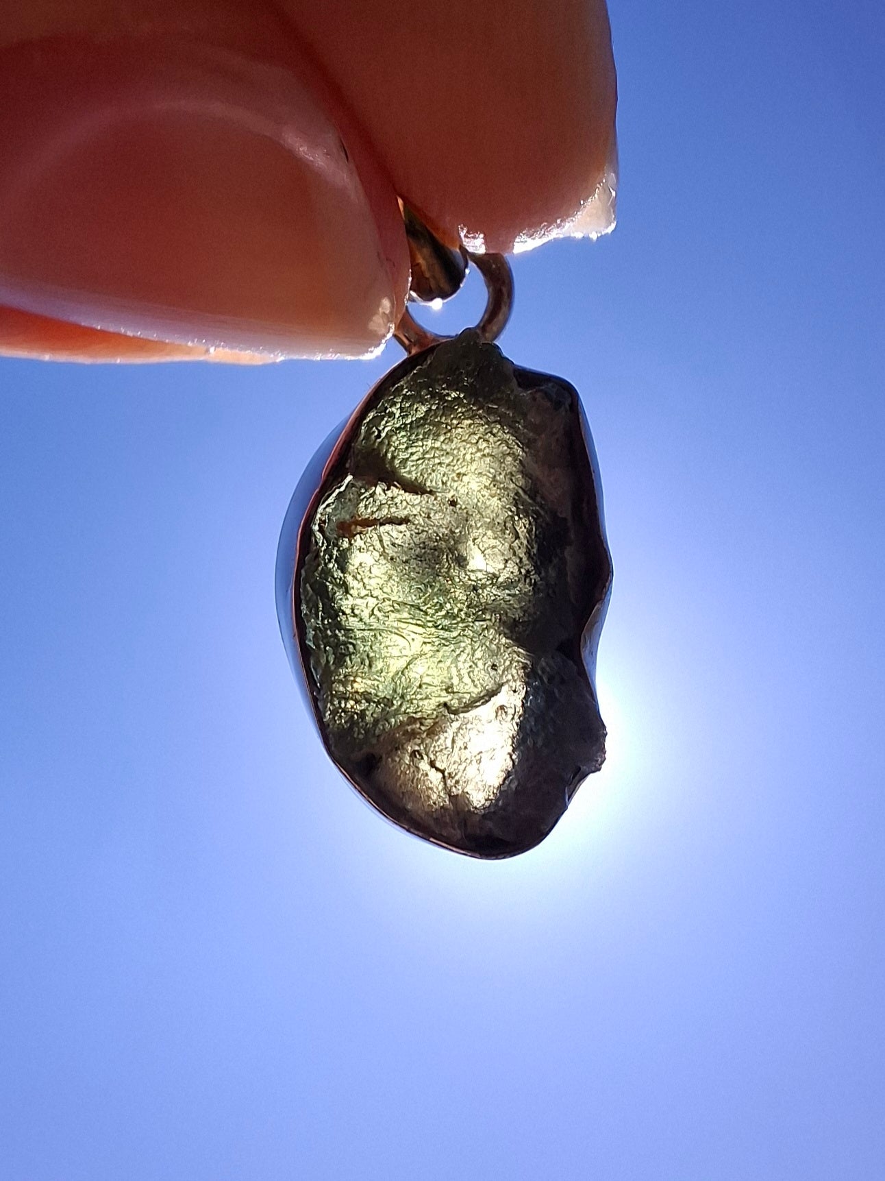 Moldavite PENDANT, 925 Silver, Tektite (Ref: P1)