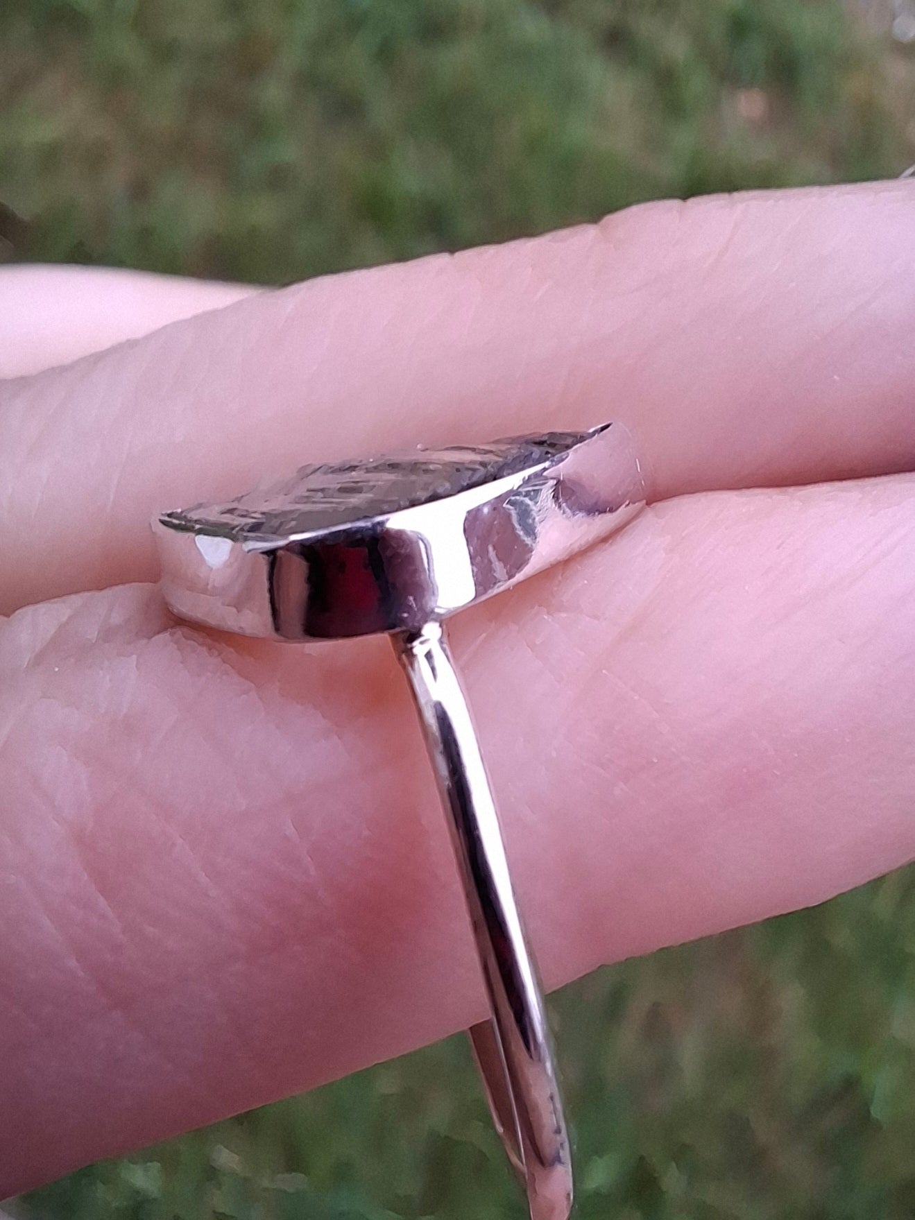 Libyan Desert Glass Ring, size large Q, 925 Silver, Tektite (Ref: LR35)
