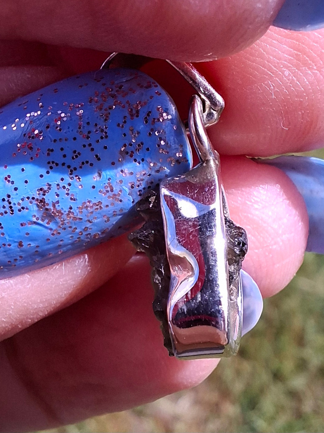 Moldavite Pendant, 925 Silver, Tektite (Ref: P64)