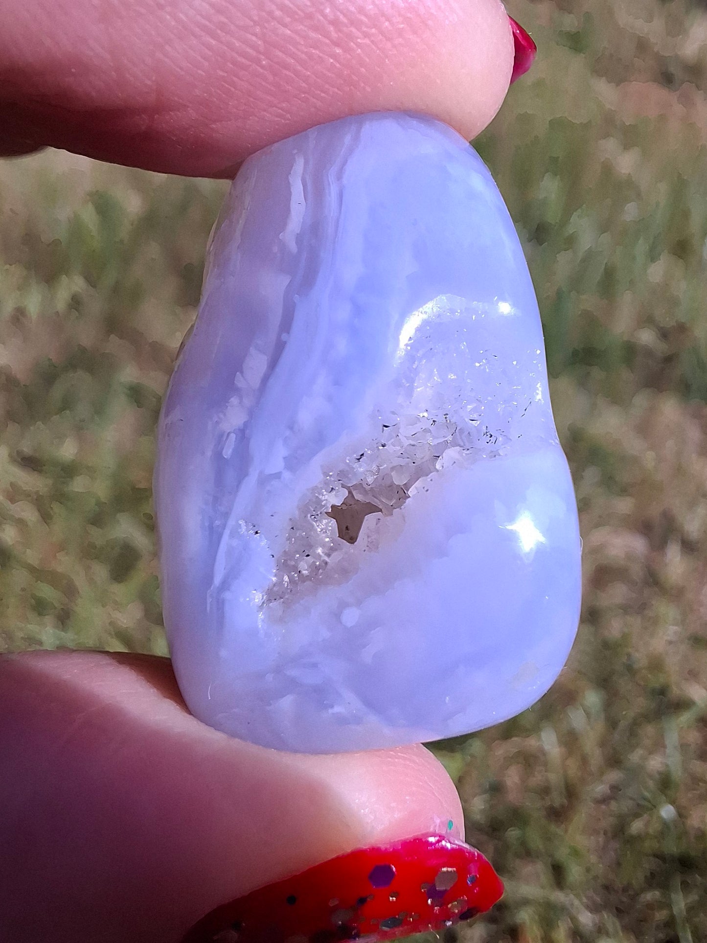 Blue Lace Agate, Tumble Stone, Crystal (Ref: T143)