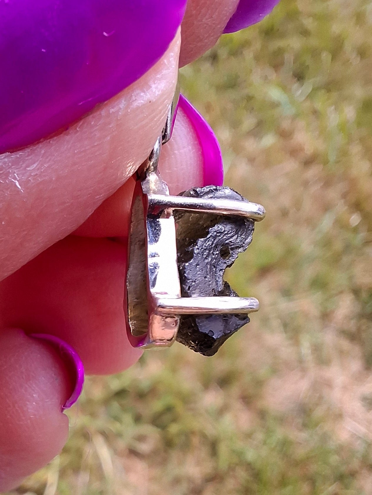 Moldavite Claw Pendant, 925 Silver, Tektite (Ref: P21)