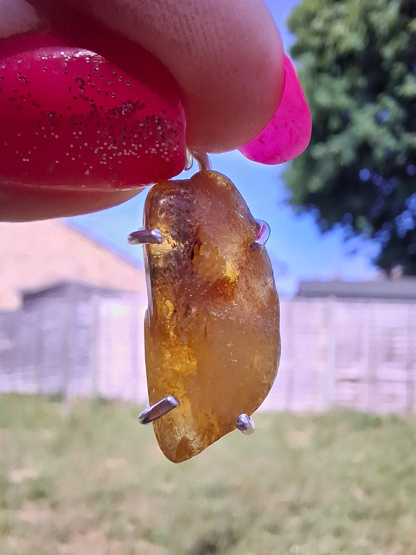 Baltic Amber Pendant, 925 Silver, Fossil (Ref: AP4)