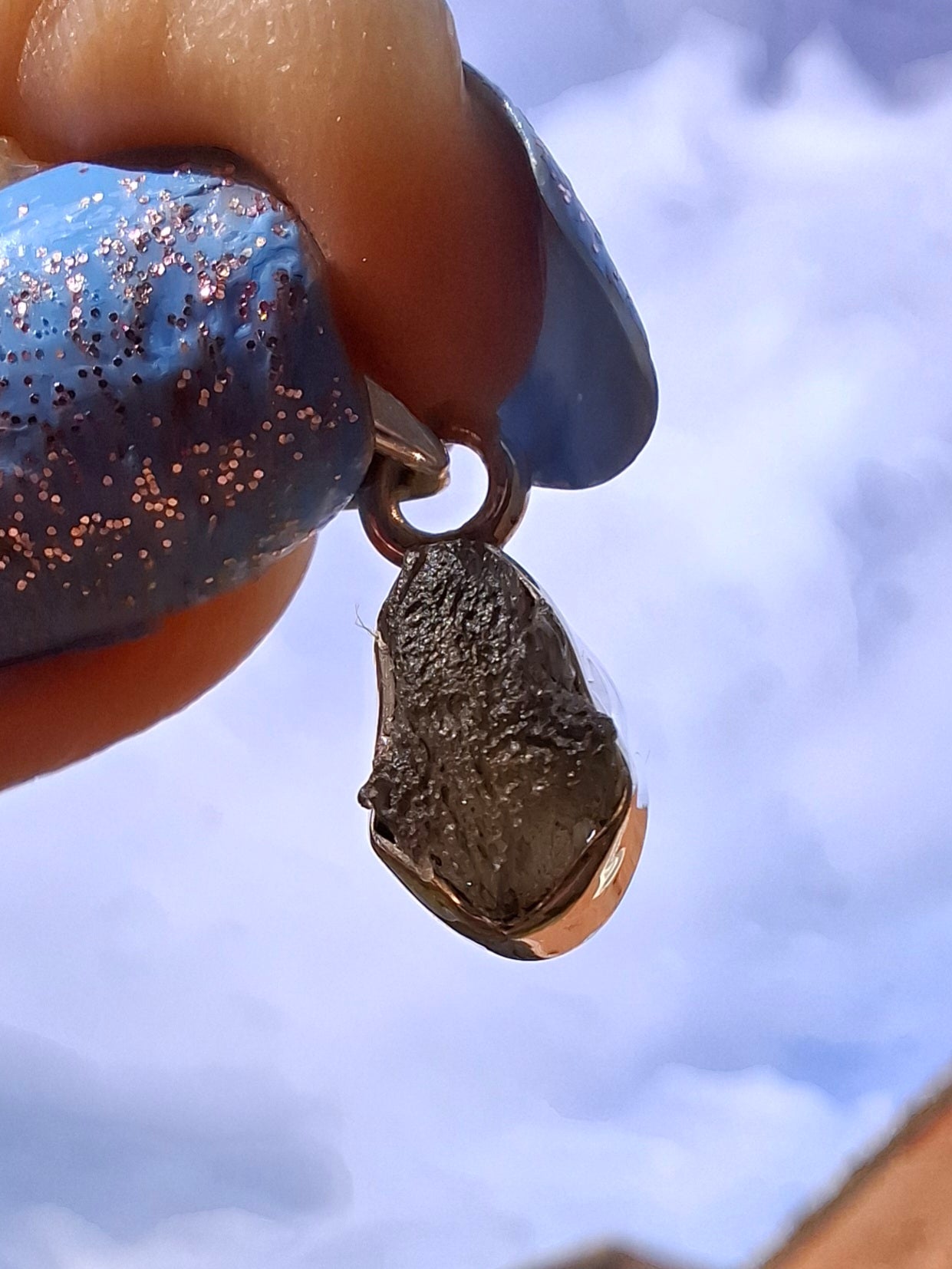 Moldavite Pendant, 925 Silver, Tektite (Ref: P58)