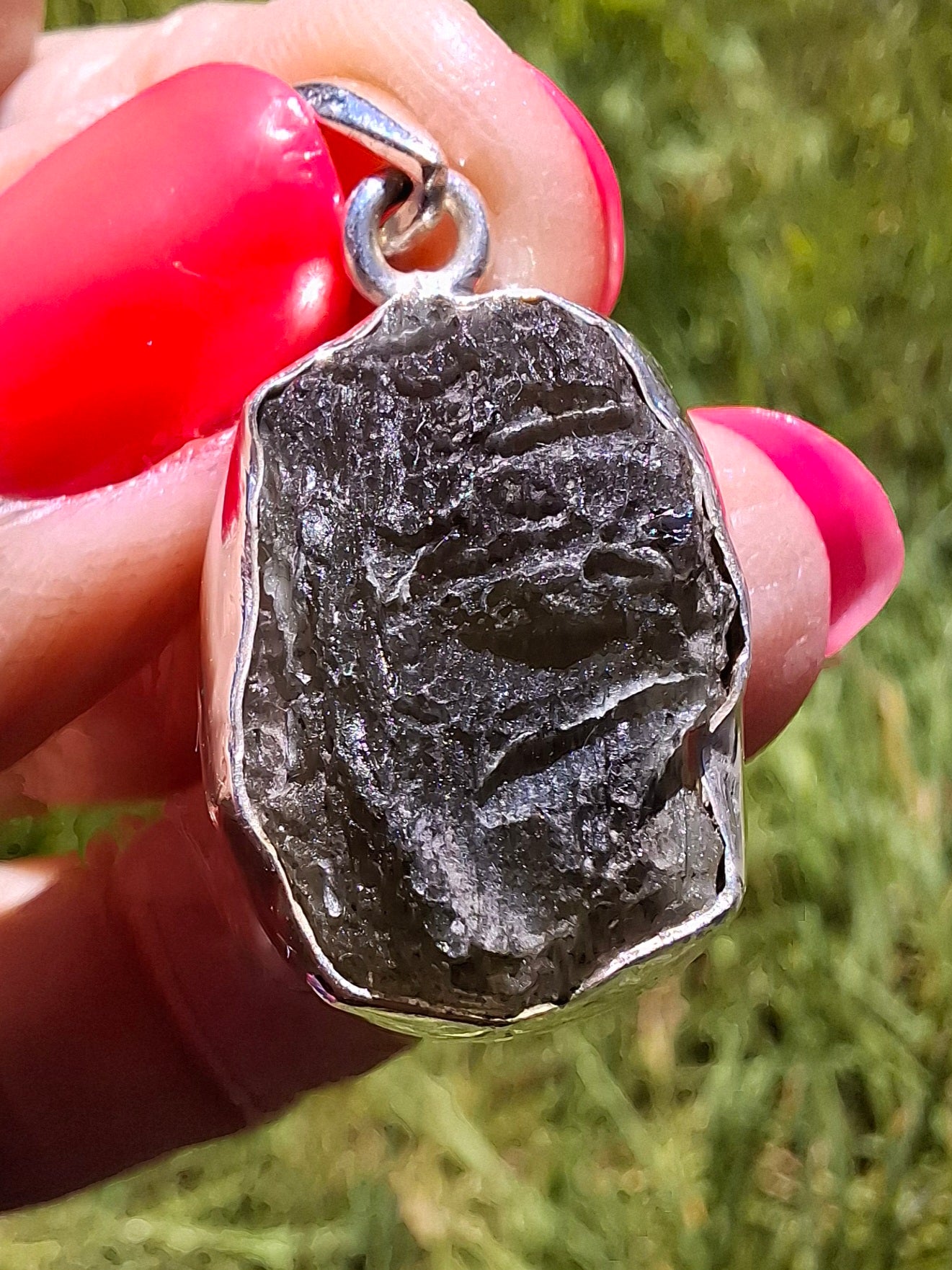 Moldavite Pendant, 925 Silver, Tektite (Ref: P433)